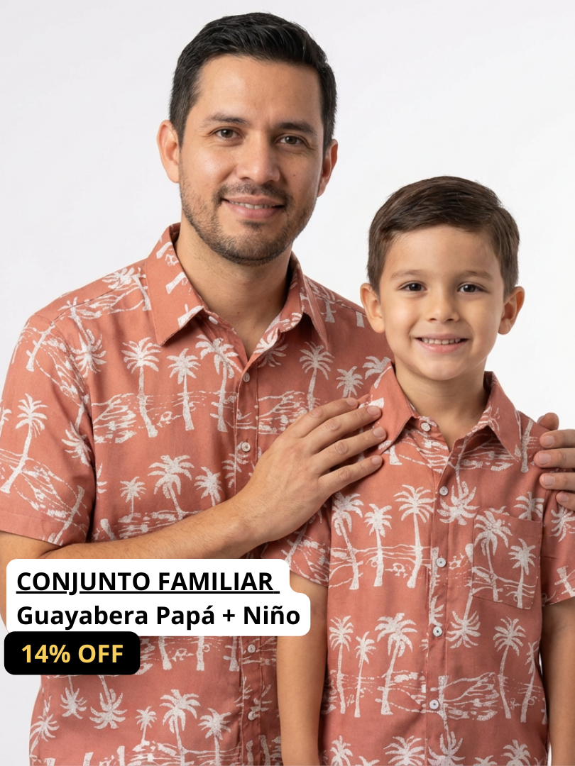 Pack 2 Guayaberas Papá + Hijo Palmeras