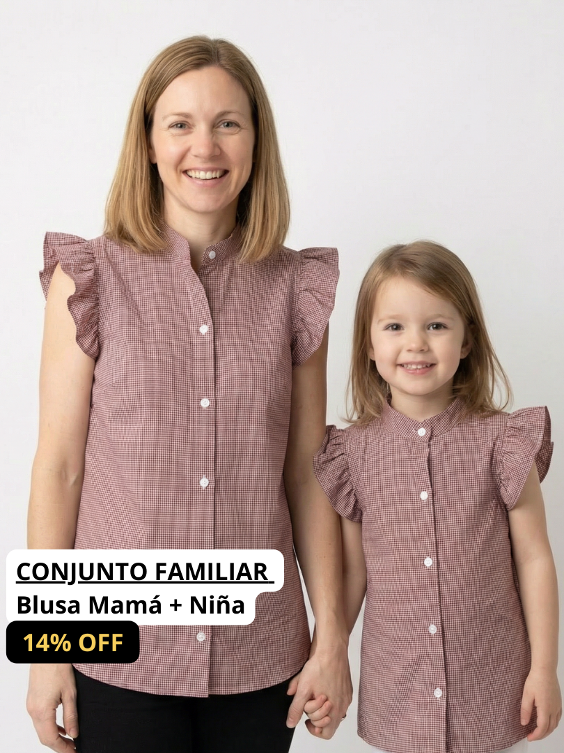 Pack 2 Blusas Mamá + Hija Vichy burdeo