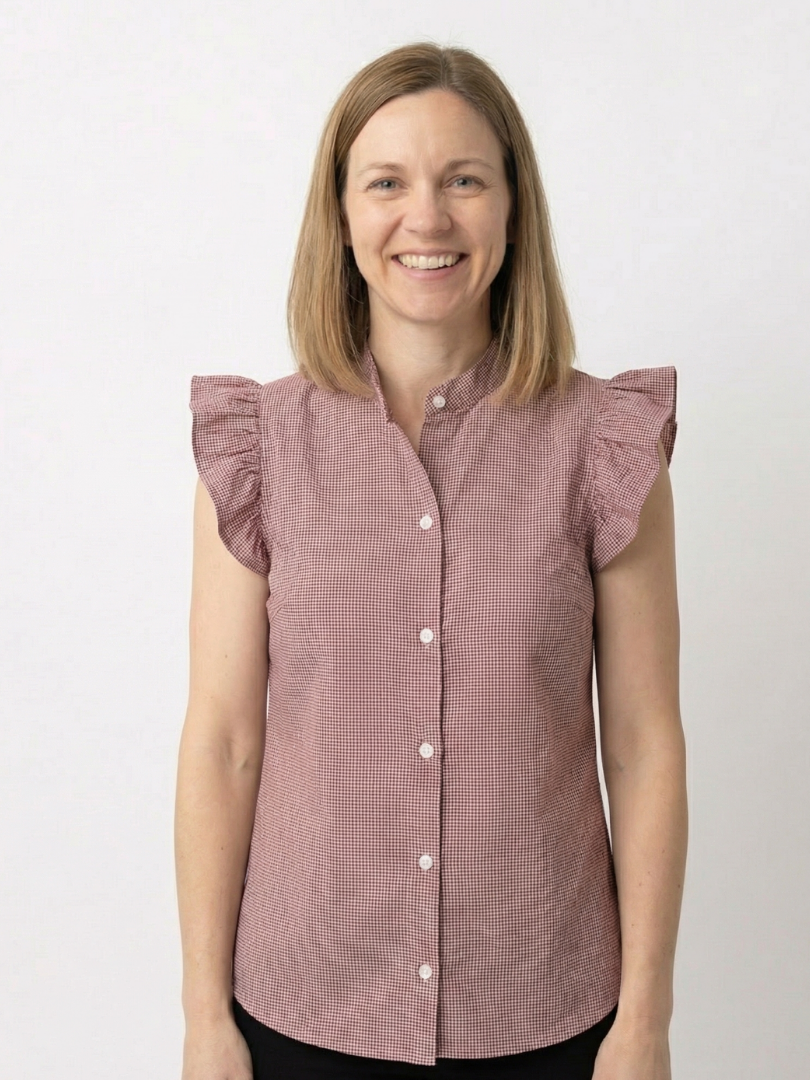 Blusa Mujer Vichy burdeo 100% algodón