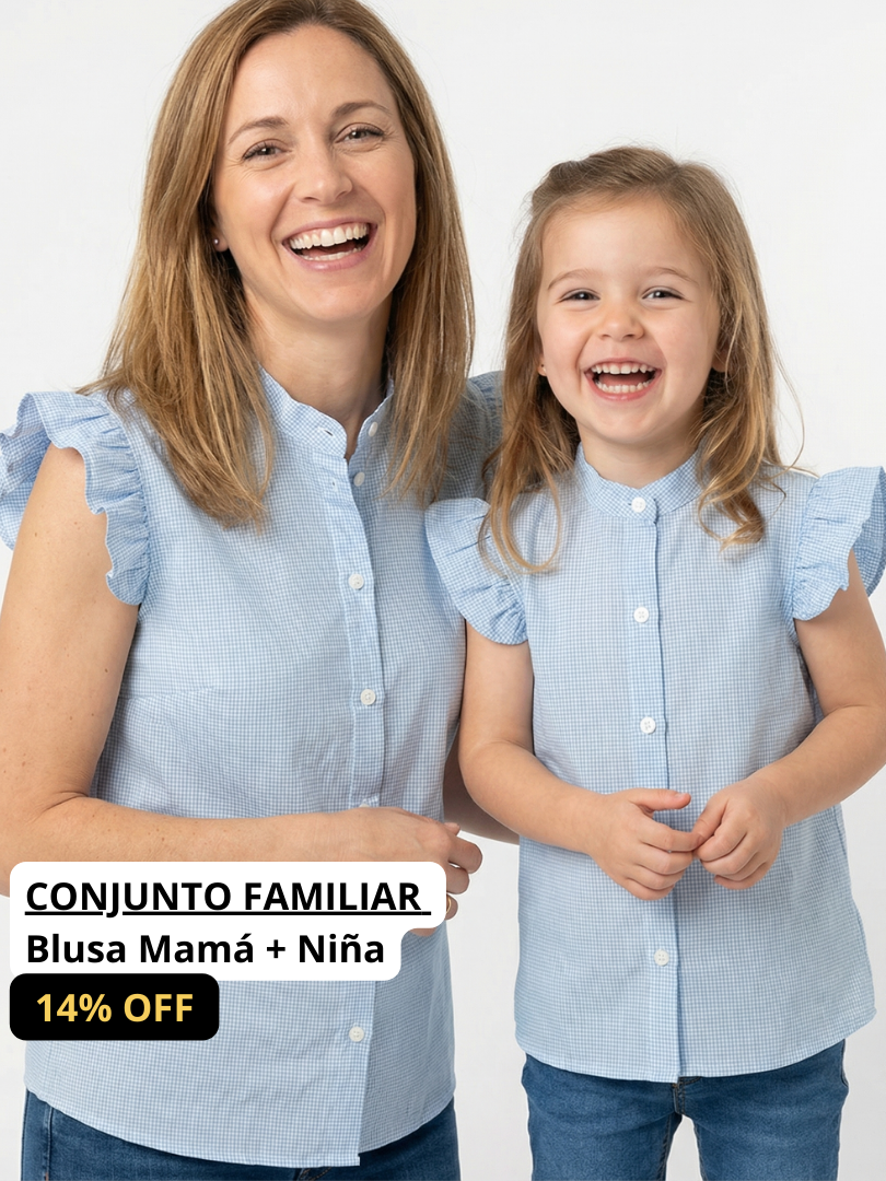 Pack 2 Blusas Mamá + Hija Vichy celeste