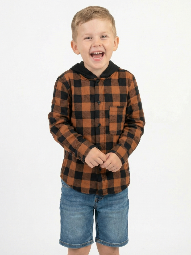 Camisa con capucha niño 100% algodón franela