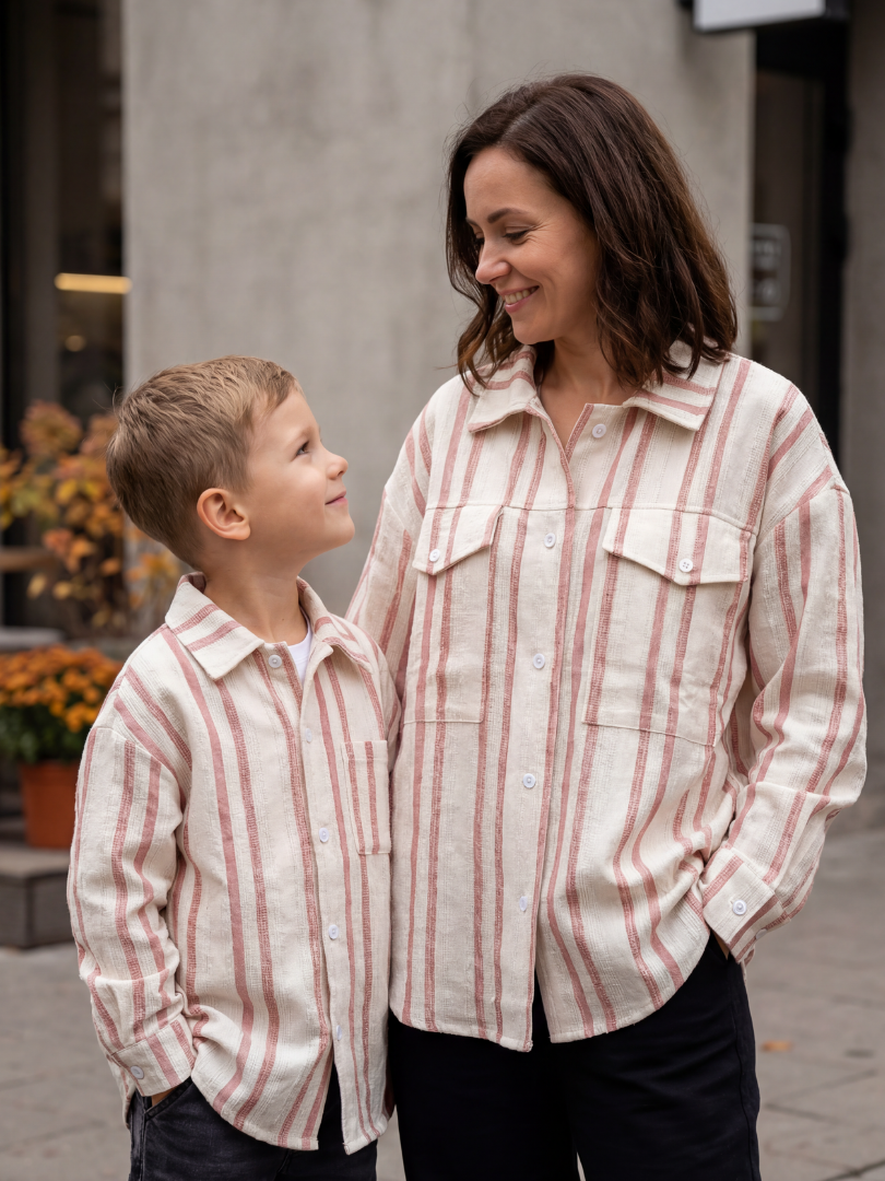 Pack 2 Camiseras Mamá + Hijo/a color rosado con blanco