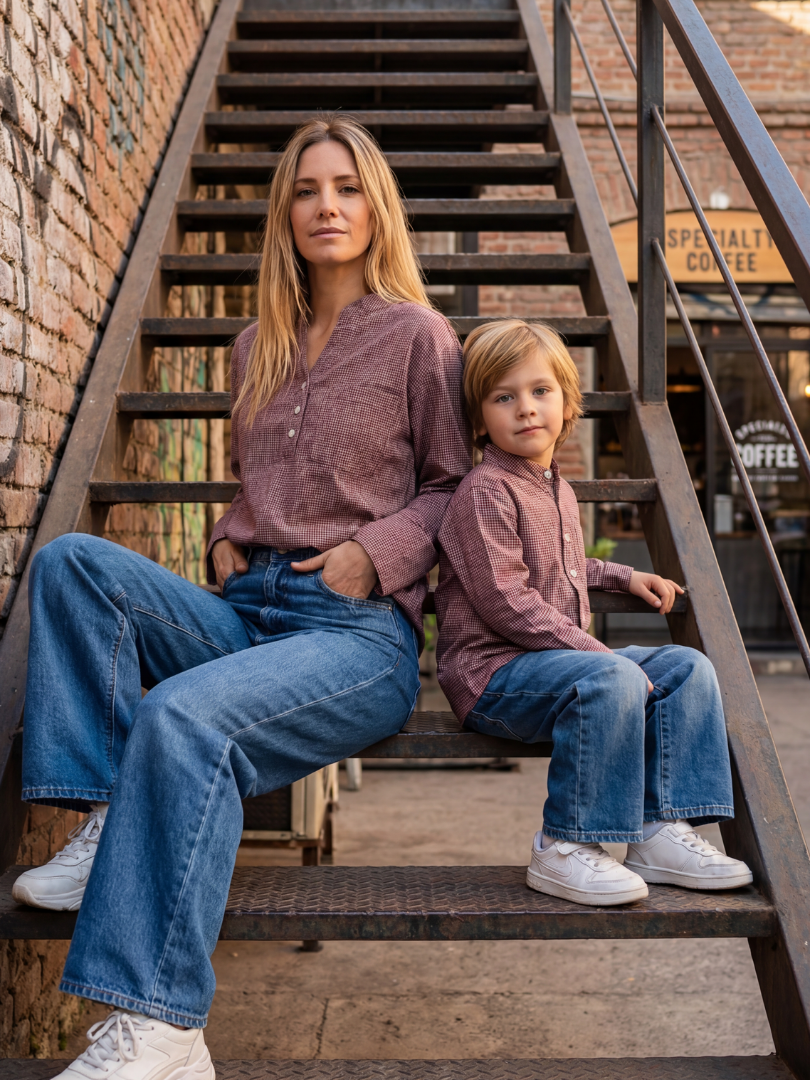 Pack 2 Camisas Mamá + Hijo 100% algodón estilo Vichy