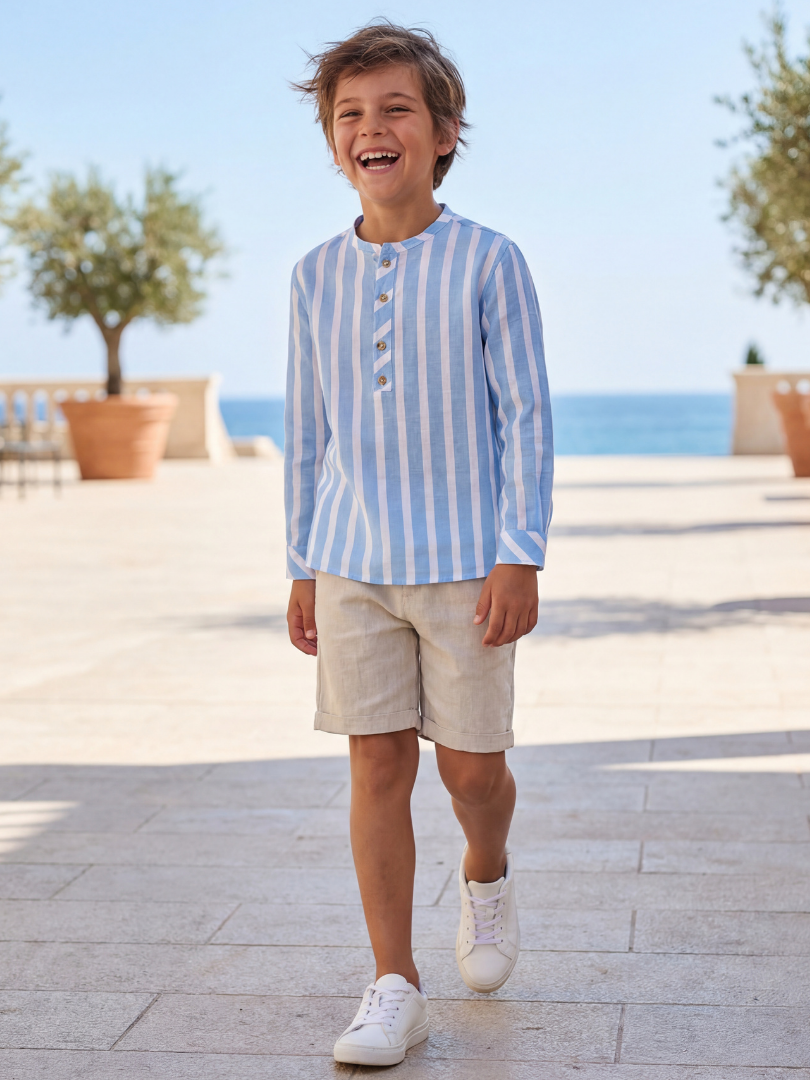 Camisa niño 100% Lino estilo túnica Alfonsino®