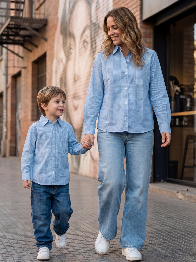 Pack 2 Camisas Mamá + Hijo 100% algodón estilo Vichy