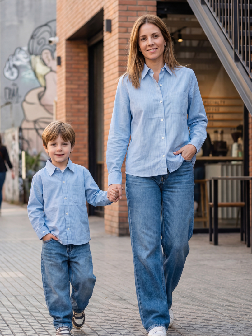Pack 2 Camisas Mamá + Hijo 100% algodón estilo Vichy