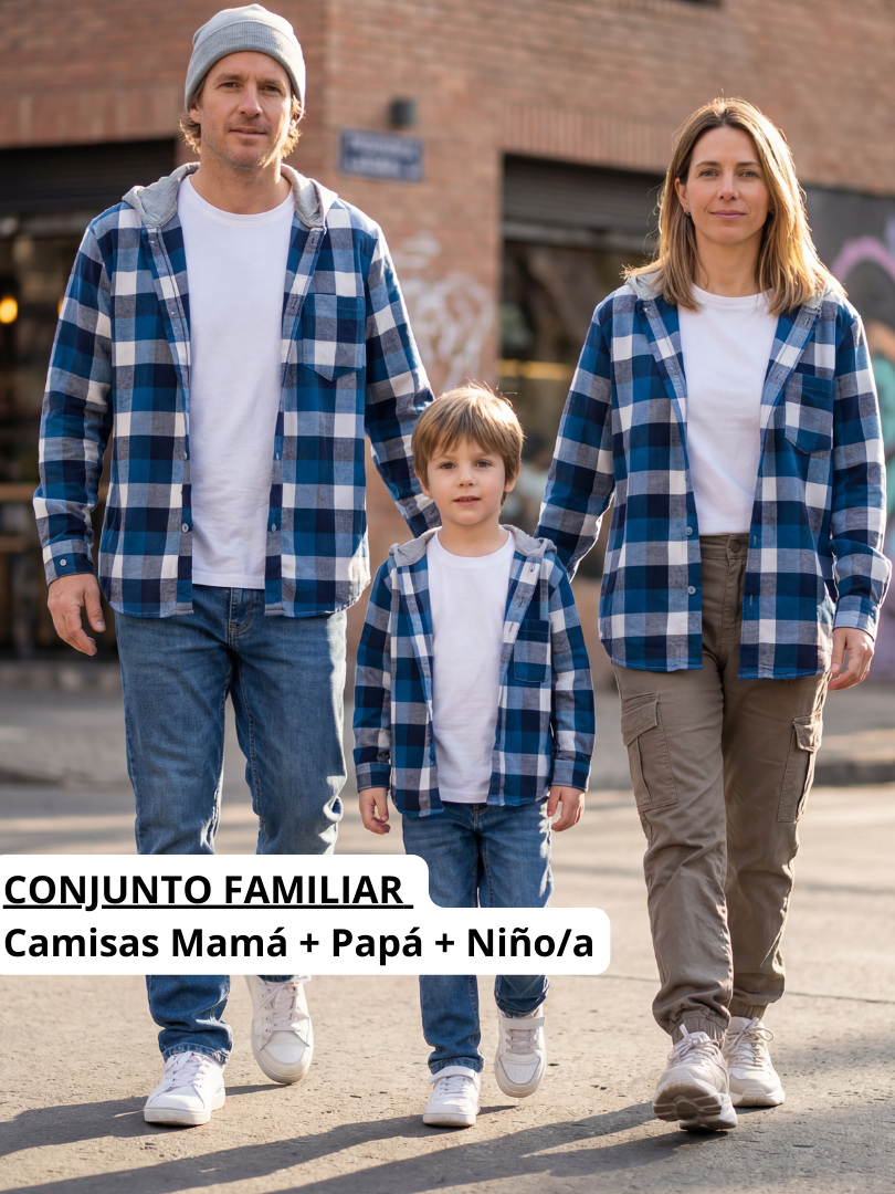 Pack 3 Camisas a juego para Papá + Mamá + Hijo/a 100% algodón
