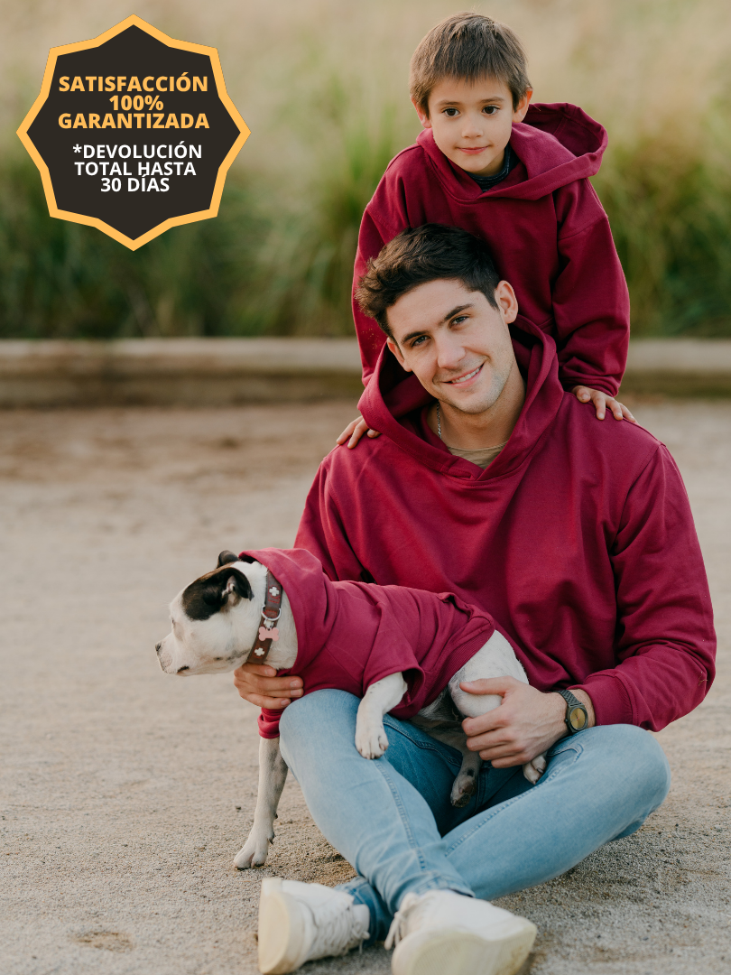 Pack 2 Polerones Unisex Oversize Burdeo Adulto + niño/a