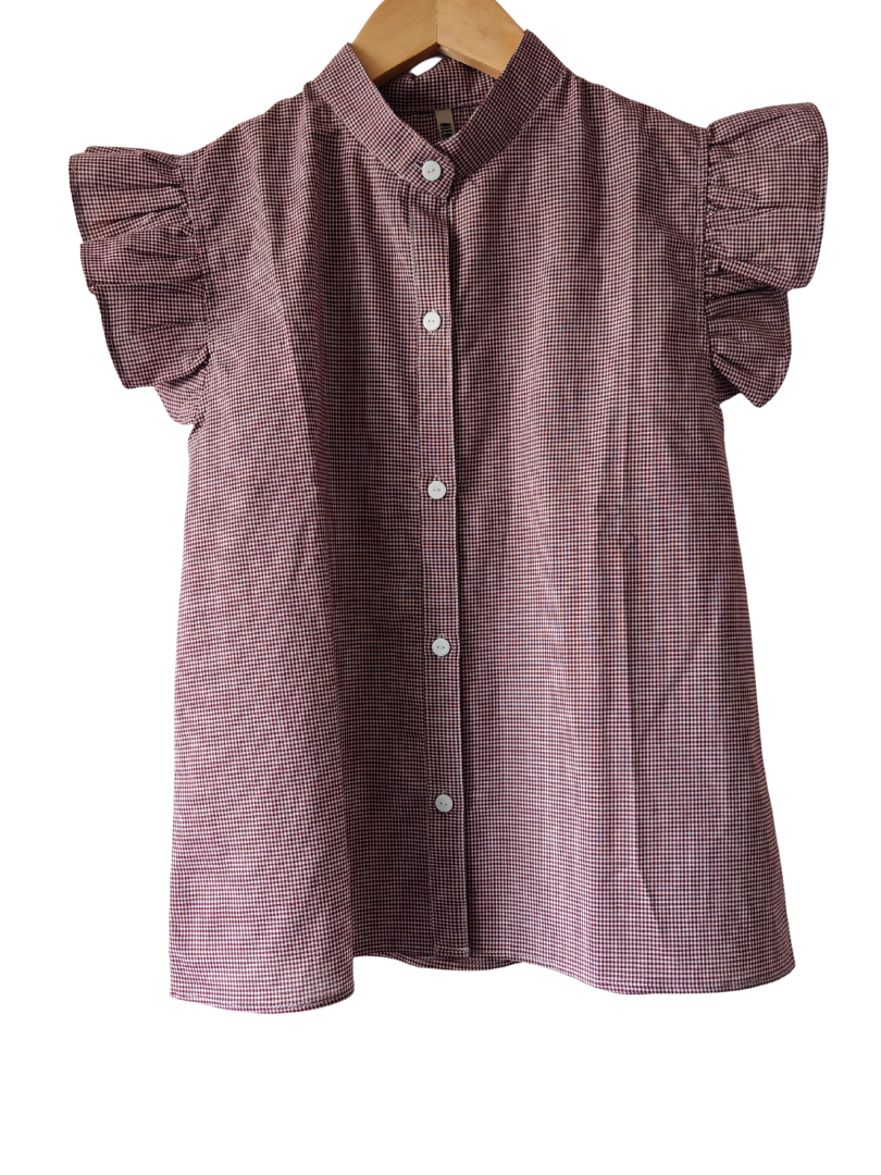 Blusa Niña Vichy burdeo 100% algodón