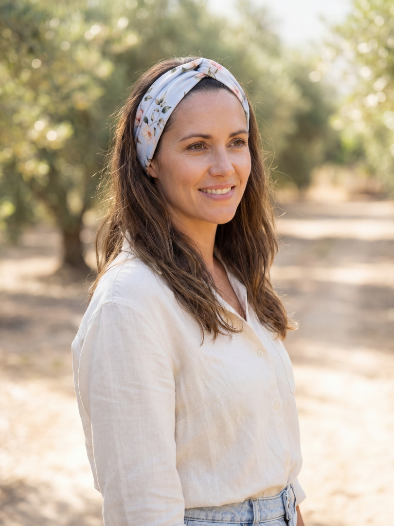 Cintillo Floral celeste Mujer 100% Viscosa