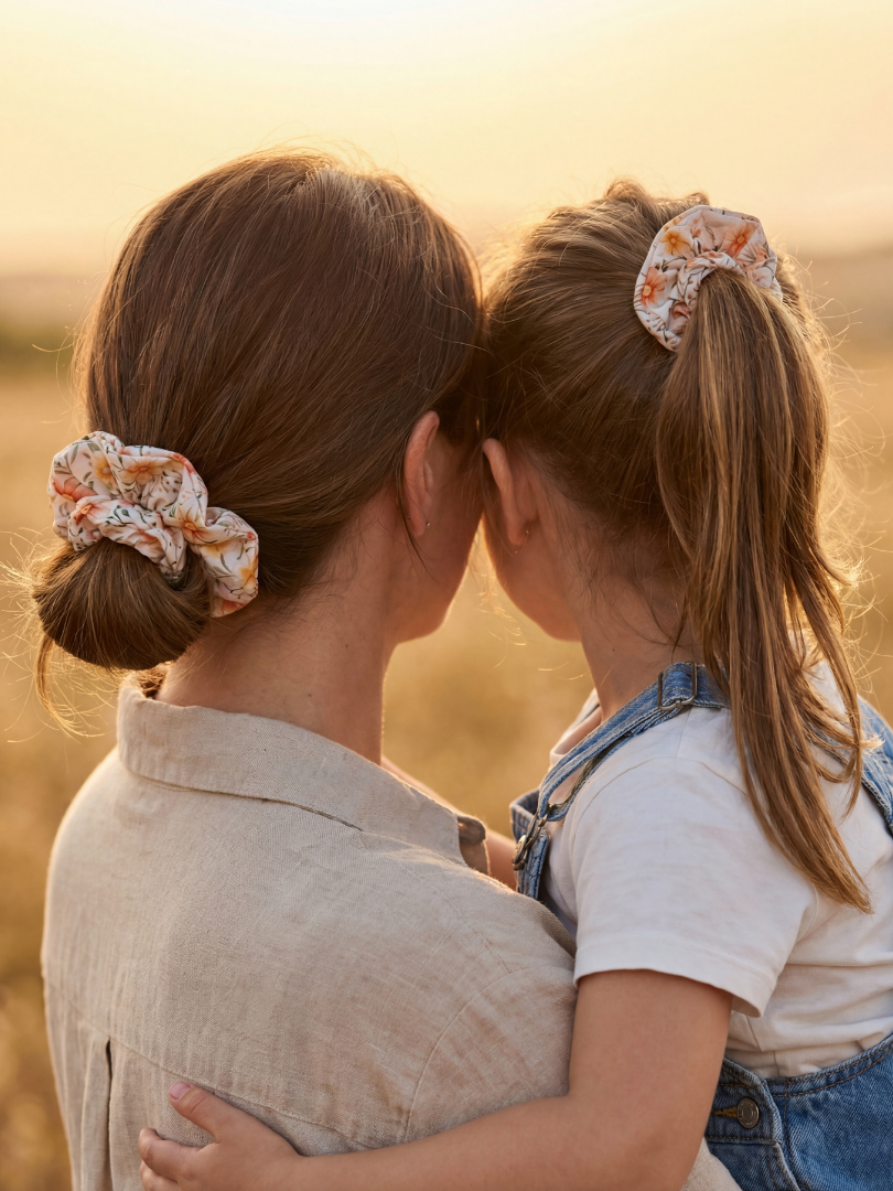 Pack 2 Scrunchie Floral Mamá-Hija 100% Viscosa