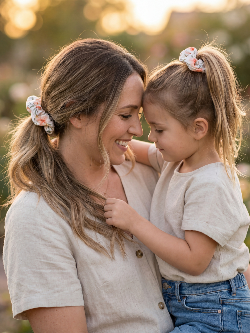 Pack 2 Scrunchie Floral Mamá-Hija 100% Viscosa
