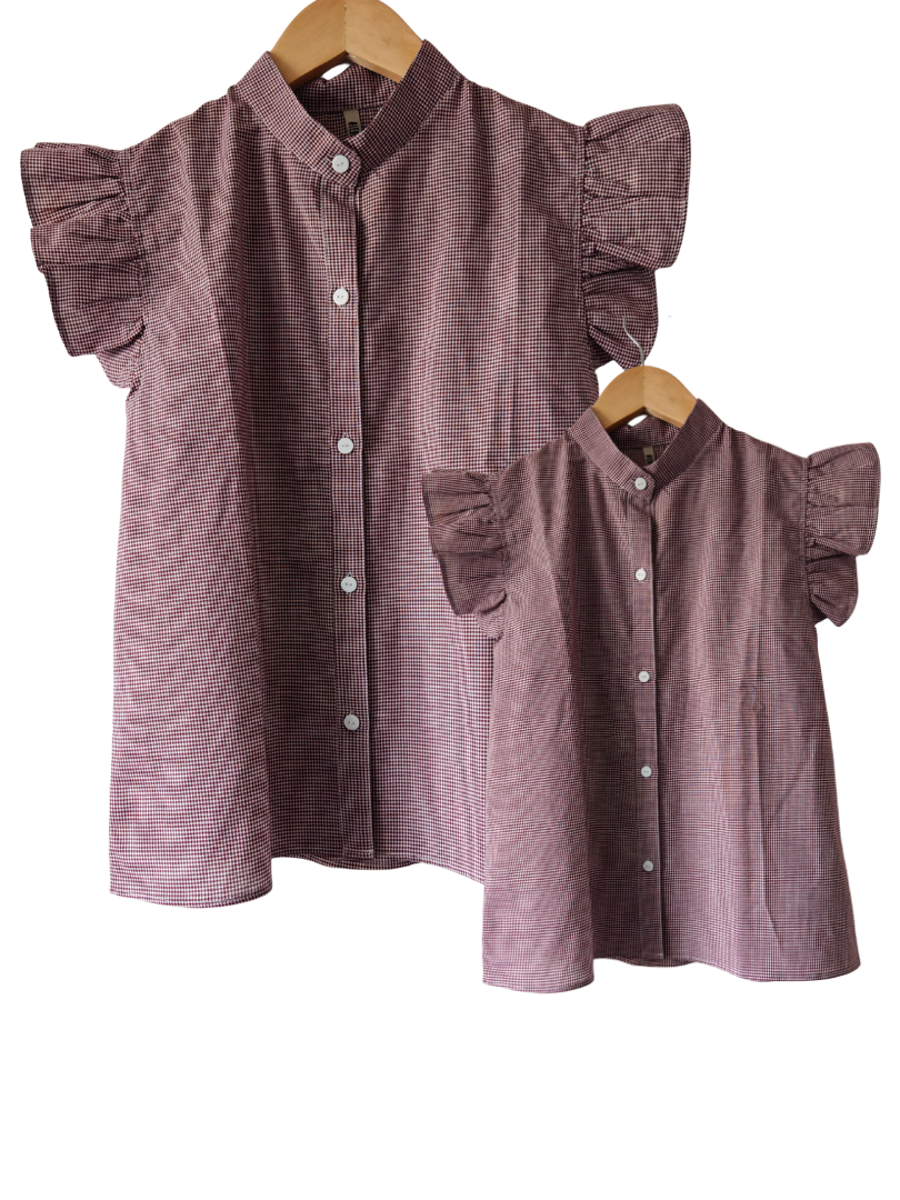 Pack 2 Blusas Mamá + Hija Vichy burdeo