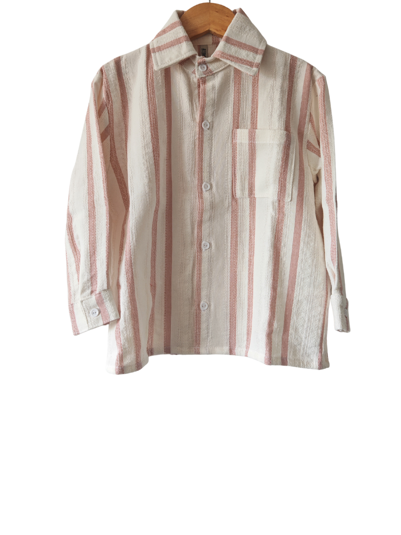 Camisera niño/a rosado con blanco 100% algodón