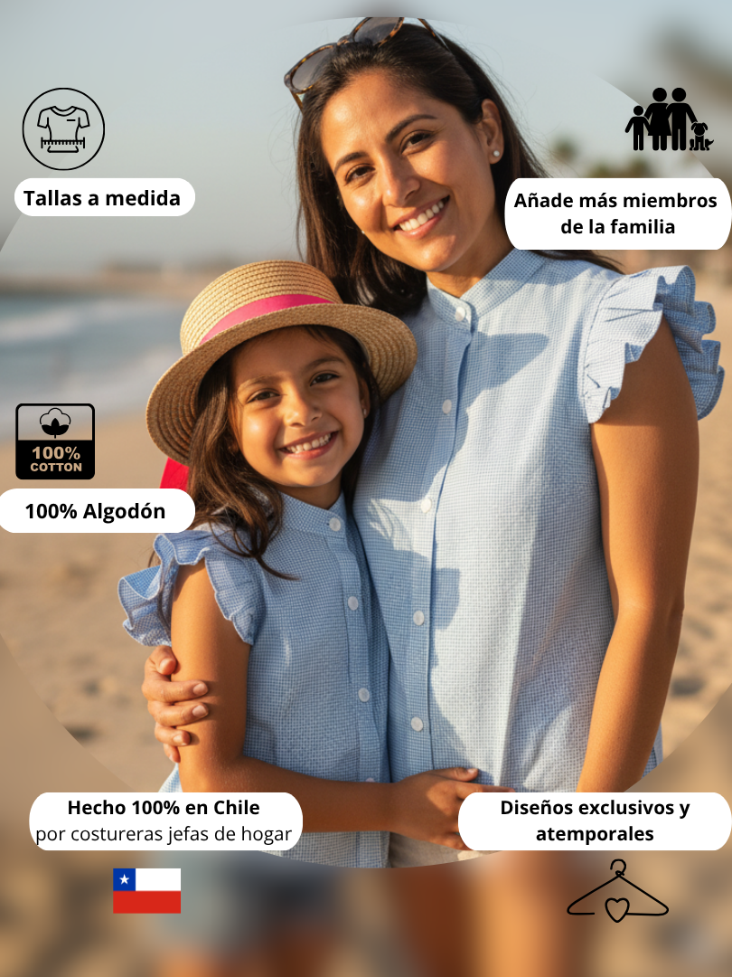 Pack 2 Blusas Mamá + Hija Vichy celeste