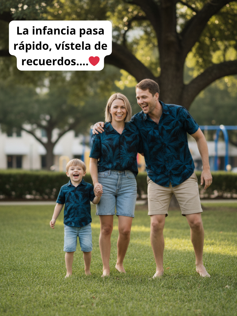 Pack 3 Guayaberas a juego para Papá + Mamá + Hijo/a 100% algodón