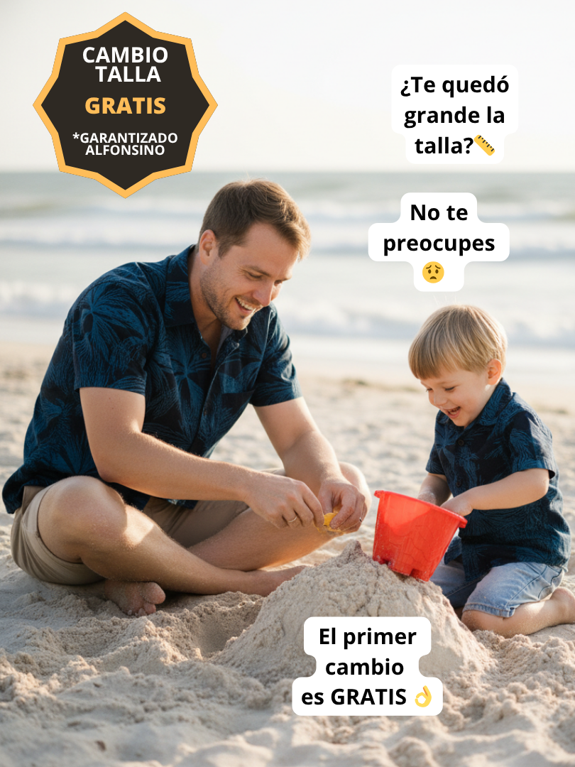 Pack 2 Guayaberas algodón Papá + Hijo/a Palmeras