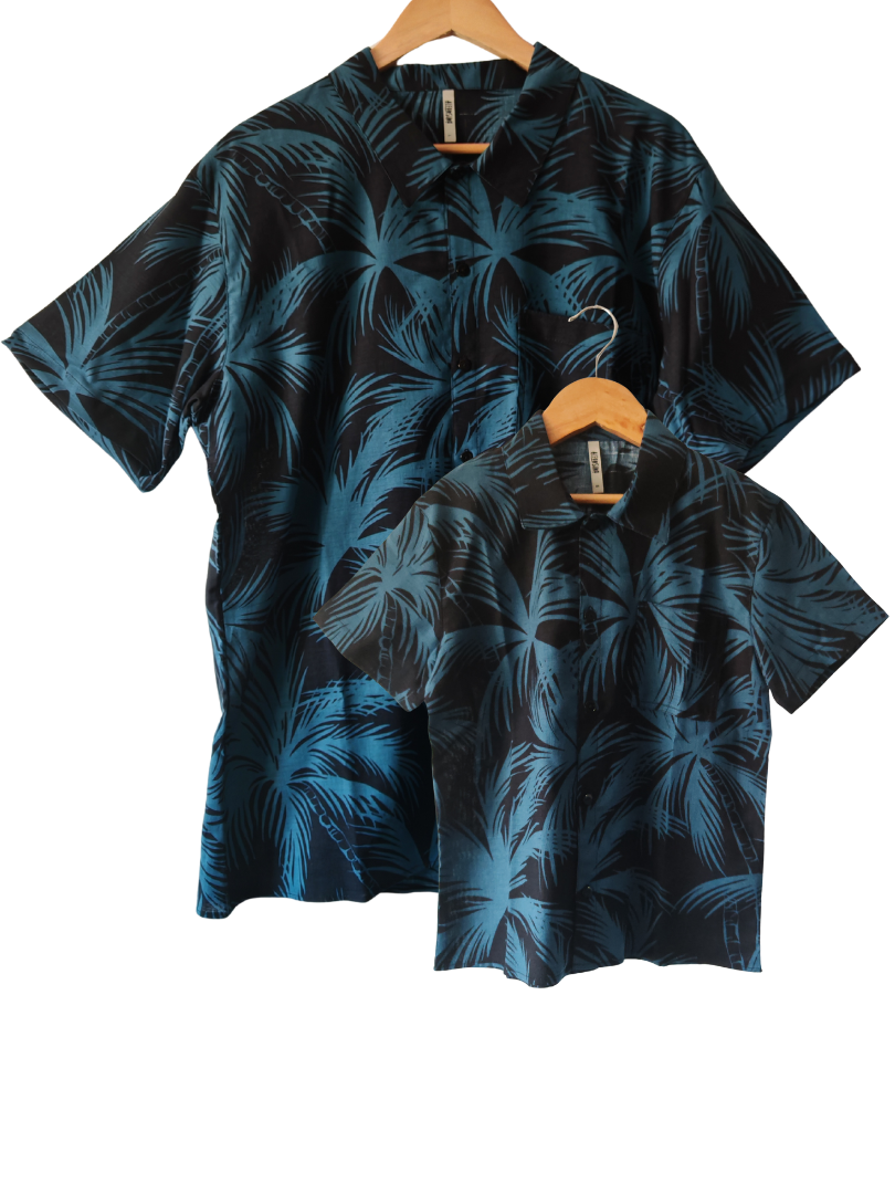 Pack 2 Guayaberas algodón Mamá + Hijo/a Palmeras