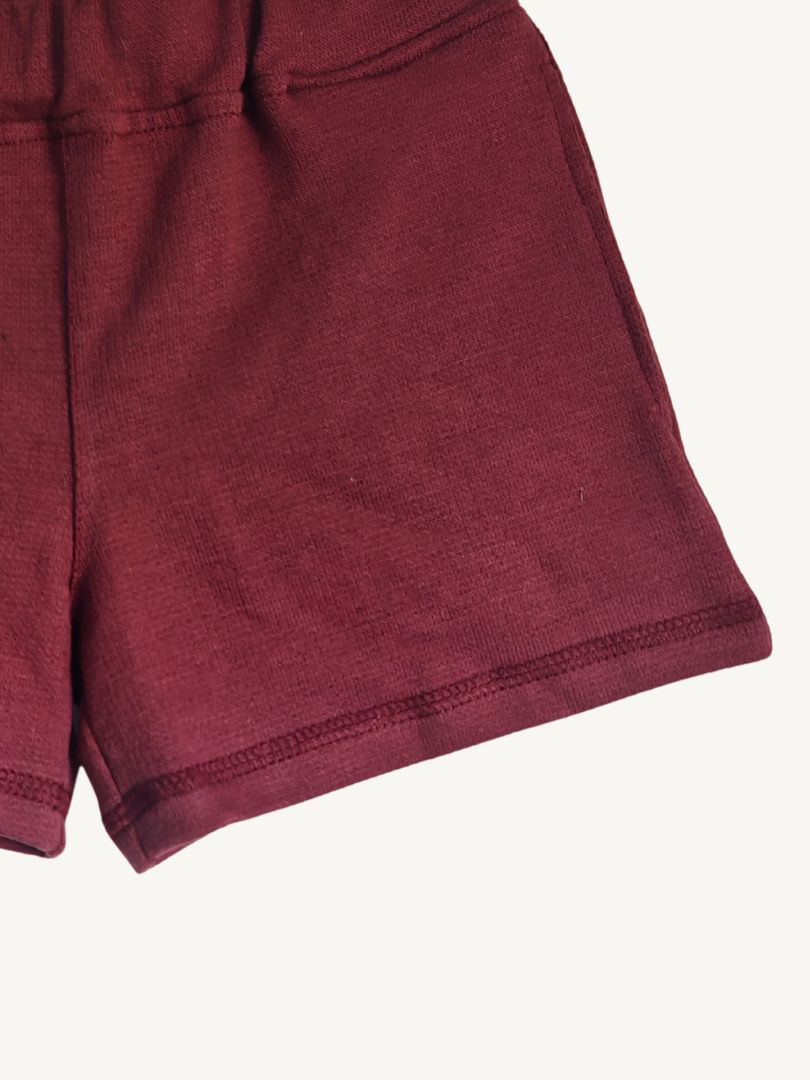 Conjunto Polerón con Capucha + Short Niña color Burdeo Algodón