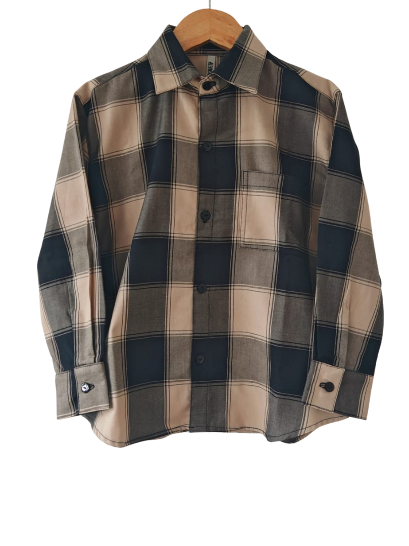 Camisa niño Franela Aurelio cuadros amarillo con negro