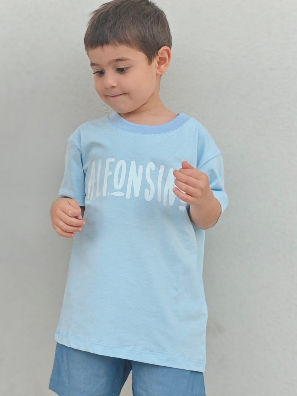 Polera celeste Oversize Algodón