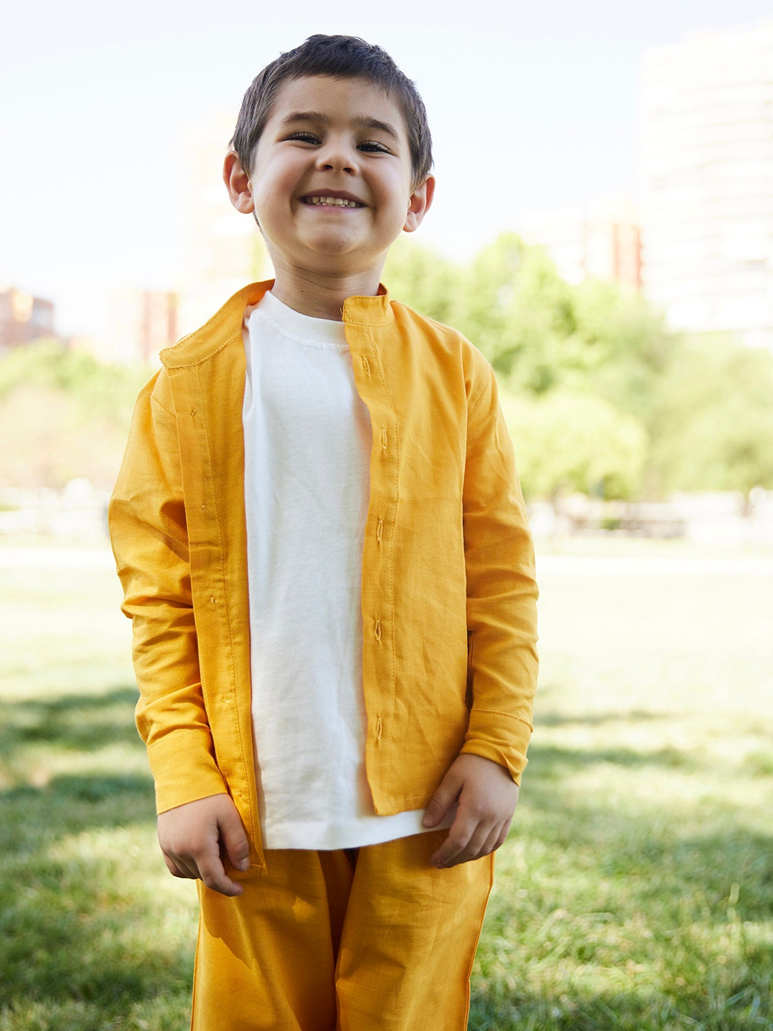 Camisa niño cuello Mao 100% Lino