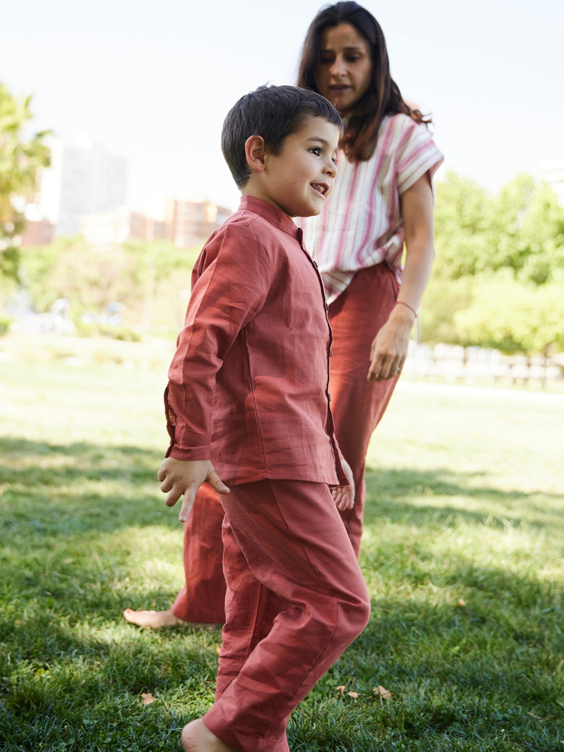 Pack pantalón Lino terracota Mamá hijo