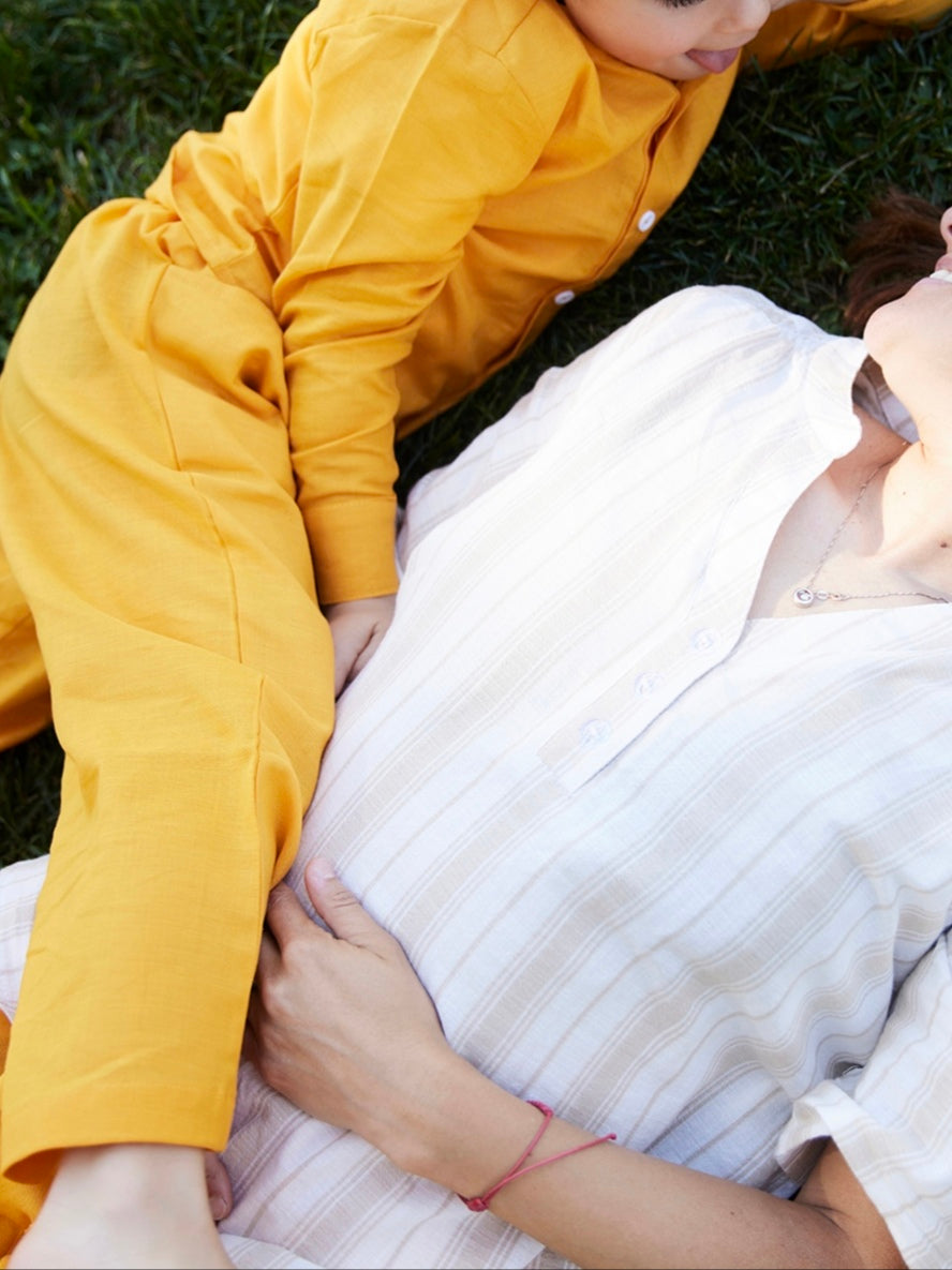 Pantalón niño 100% Lino color mostaza