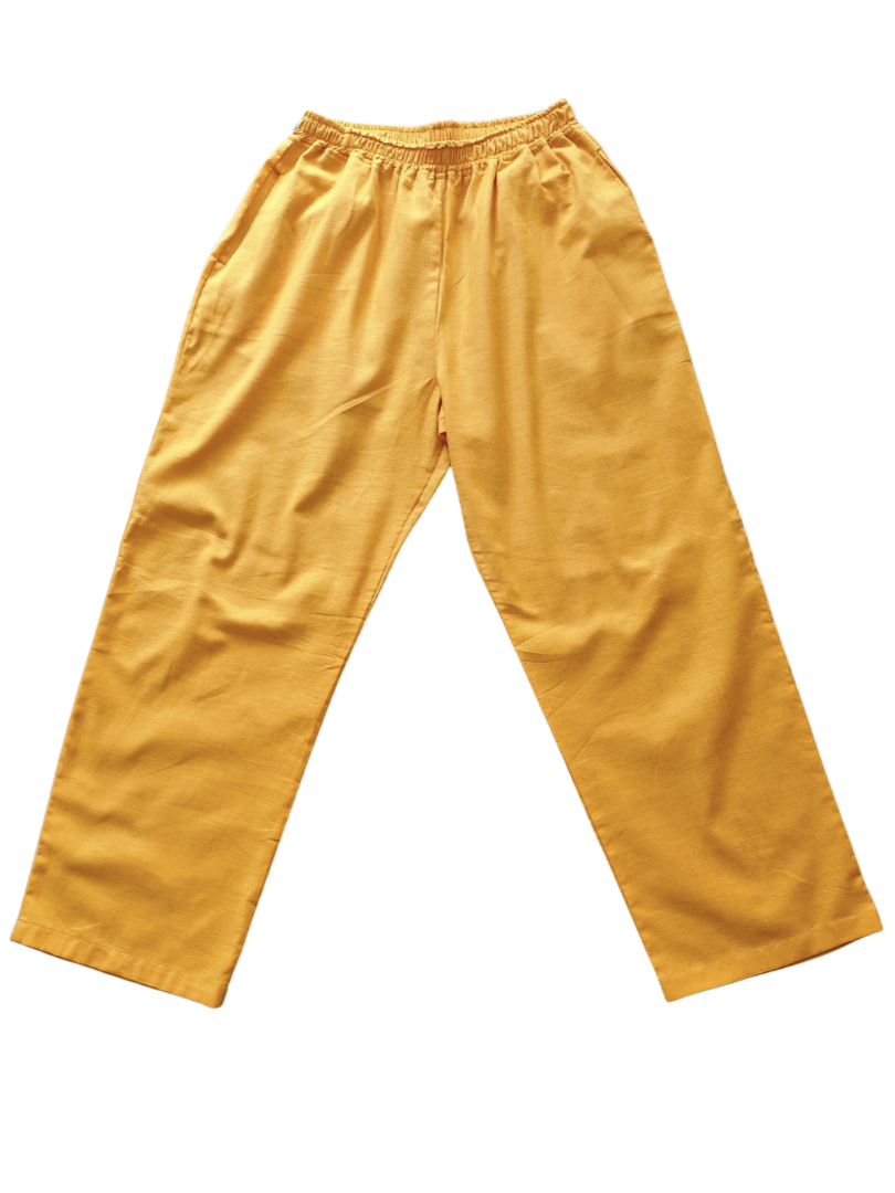Pantalón Mujer 100% Lino color Mostaza