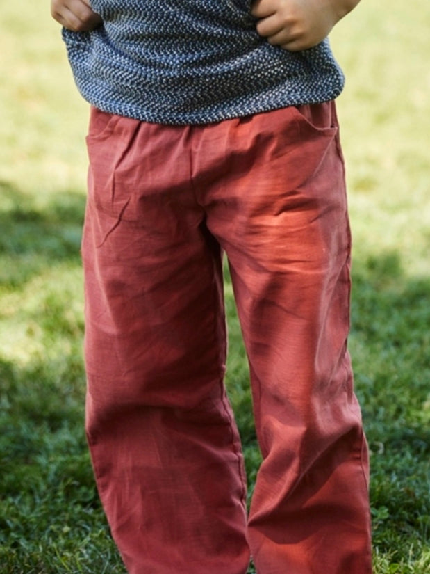 Pantalón niño 100% Lino color Terracota