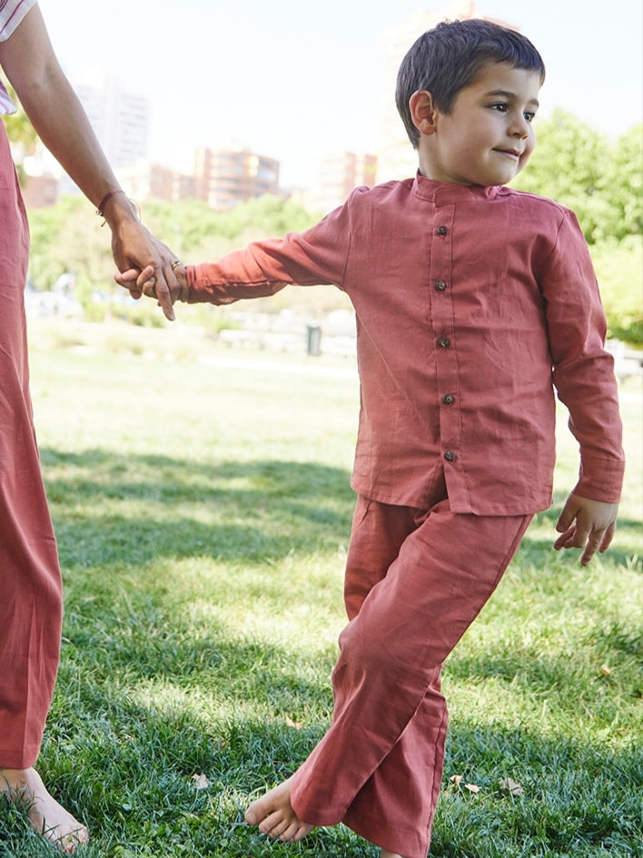 Camisa Lino Mateo Terracota