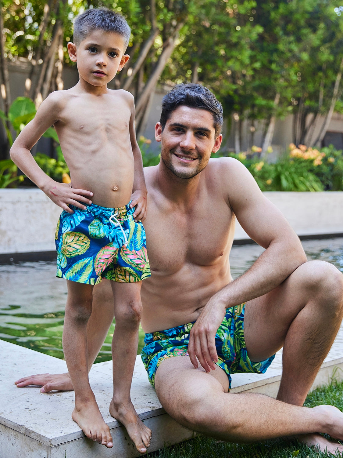 Pack 2 Trajes Baño Hojas Papá + Hijo
