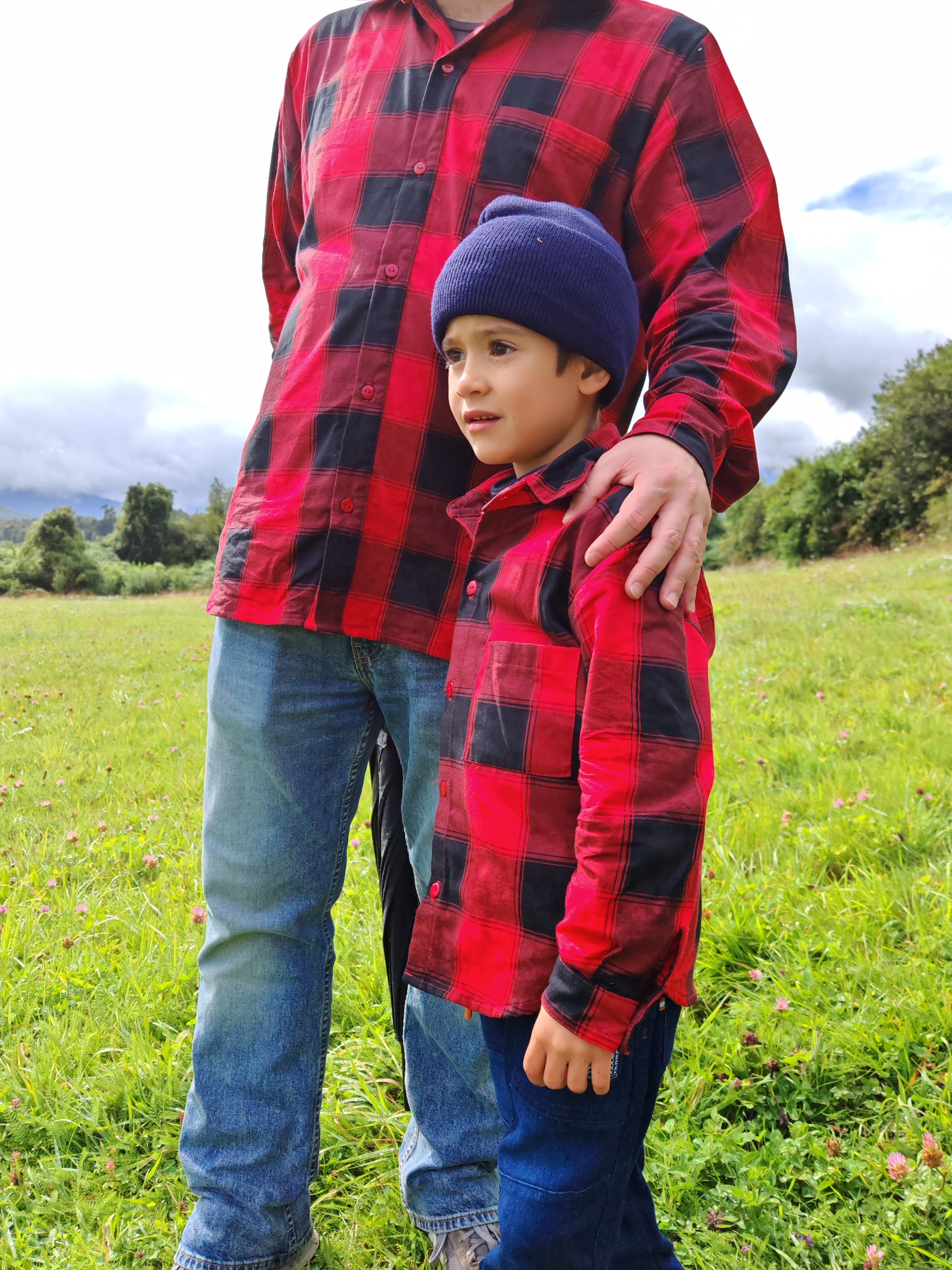 Camisa niño Franela Aurelio cuadros rojo con negro