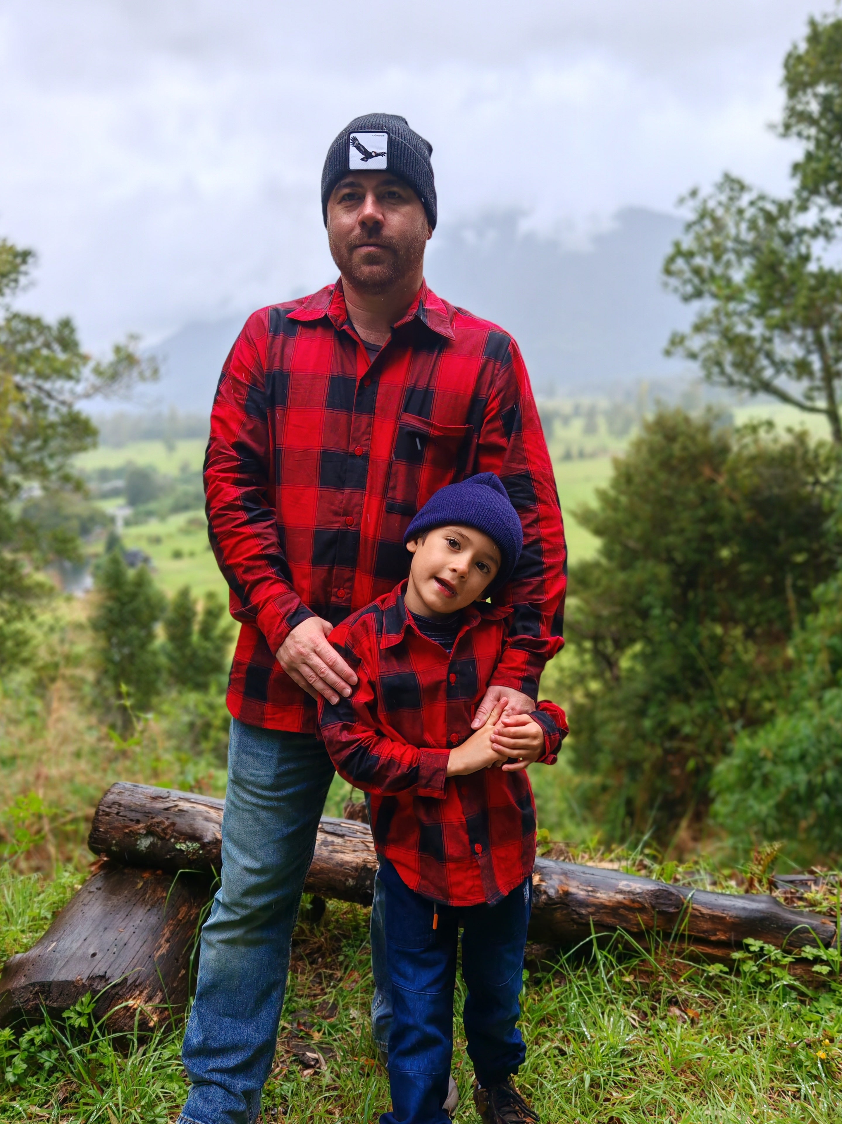 Camisa Hombre Franela Aurelio cuadros rojo con negro