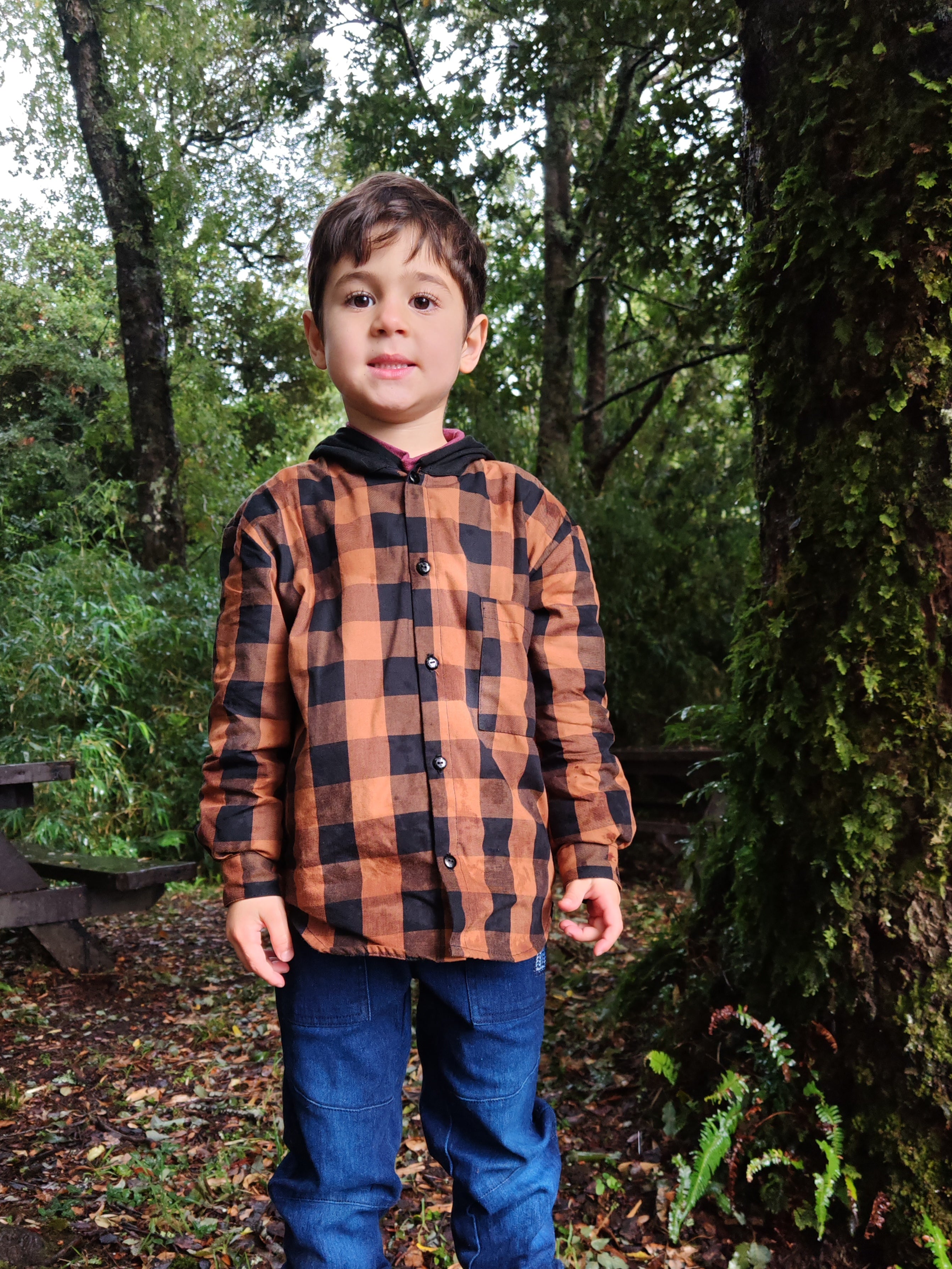 Camisa con capucha niño 100% algodón franela