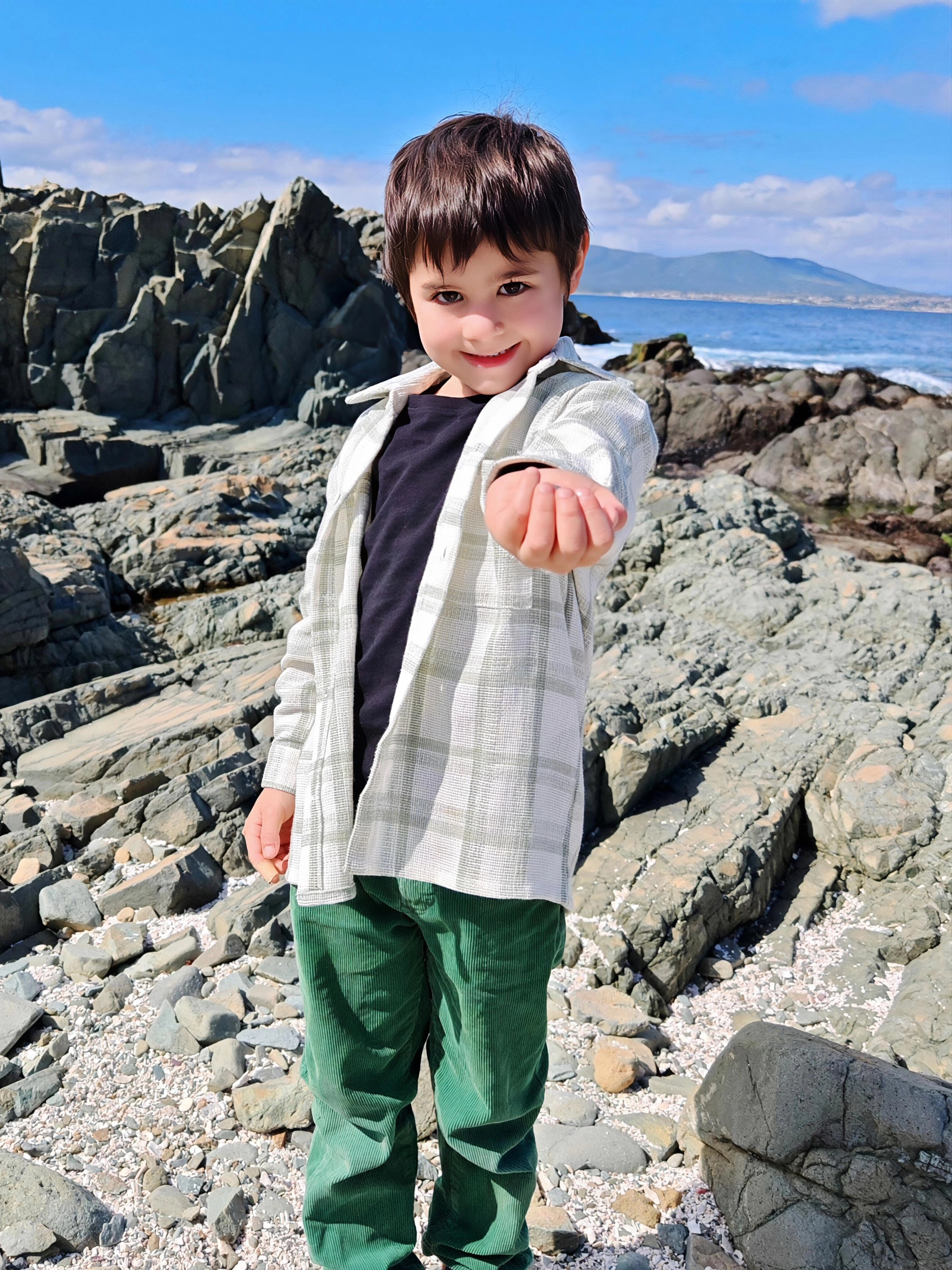Chaqueta Camisera niño/a verde con blanco