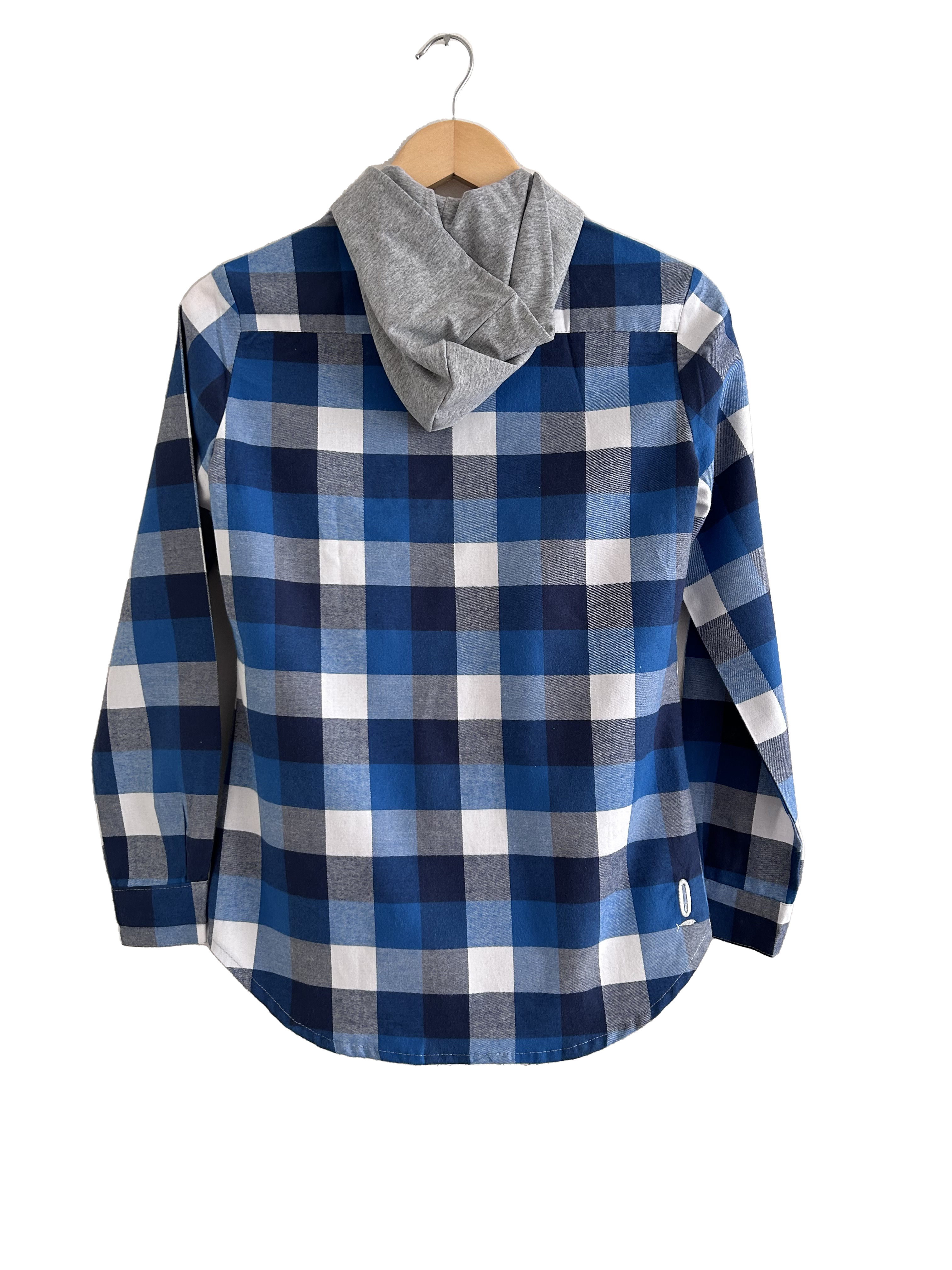 Camisa Hombre Franela Gustavo cuadros azul con blanco