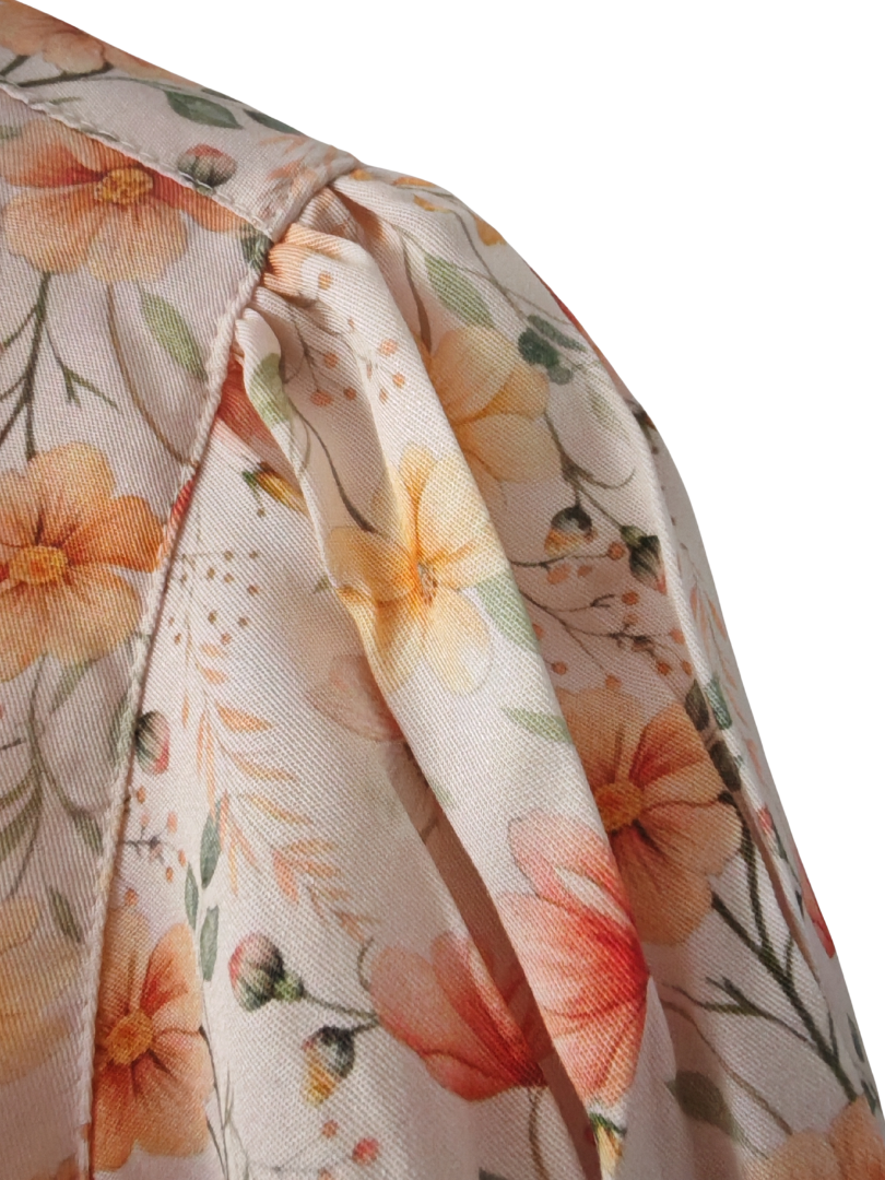 Blusa mujer Flores cuello Mao 100% Viscosa