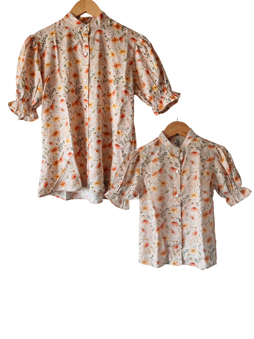 Pack 2 Blusas Mamá + Hija cuello Mao Flores