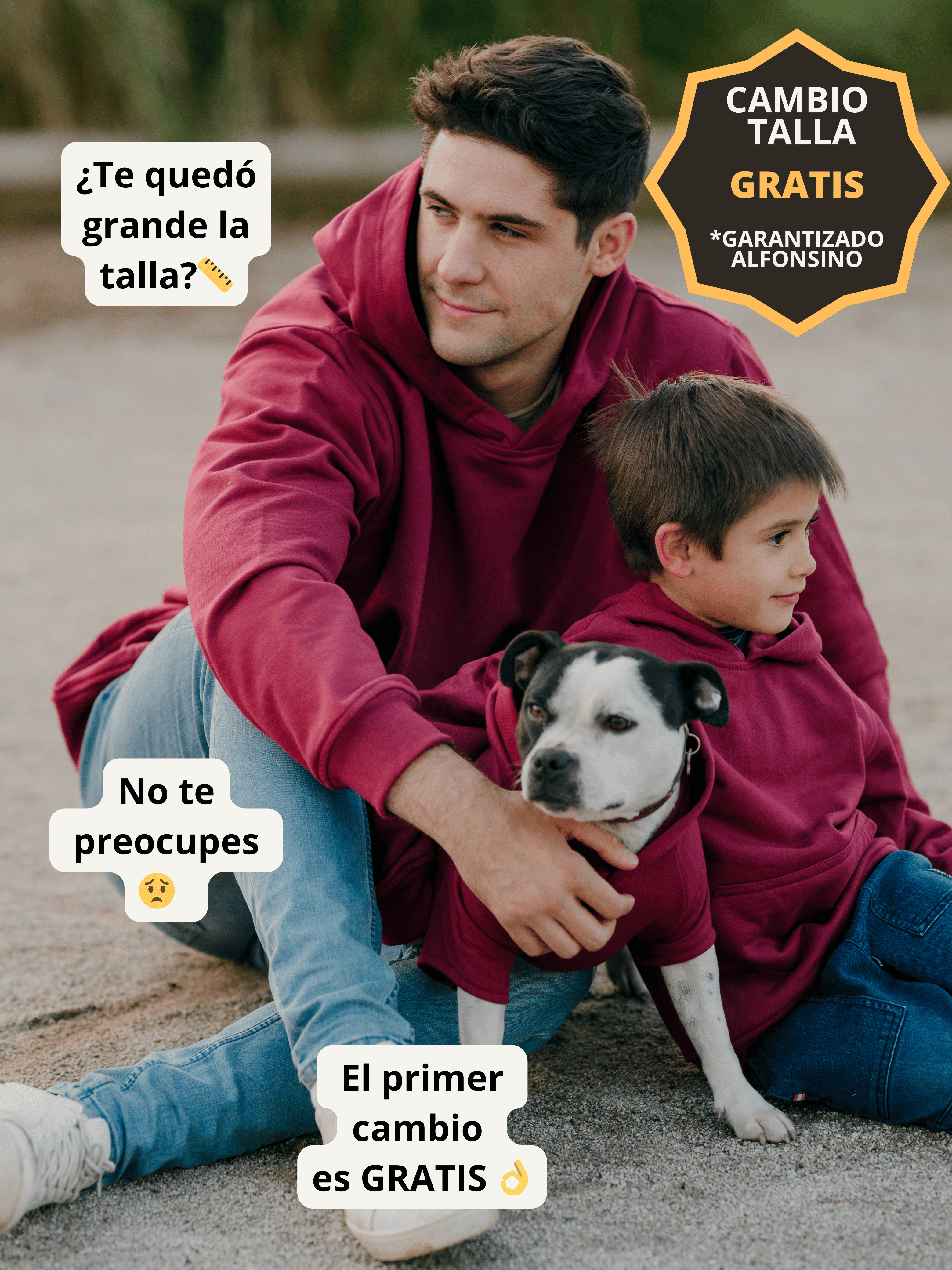 Pack 2 Polerones Oversize Burdeo Papá + Hijo/a