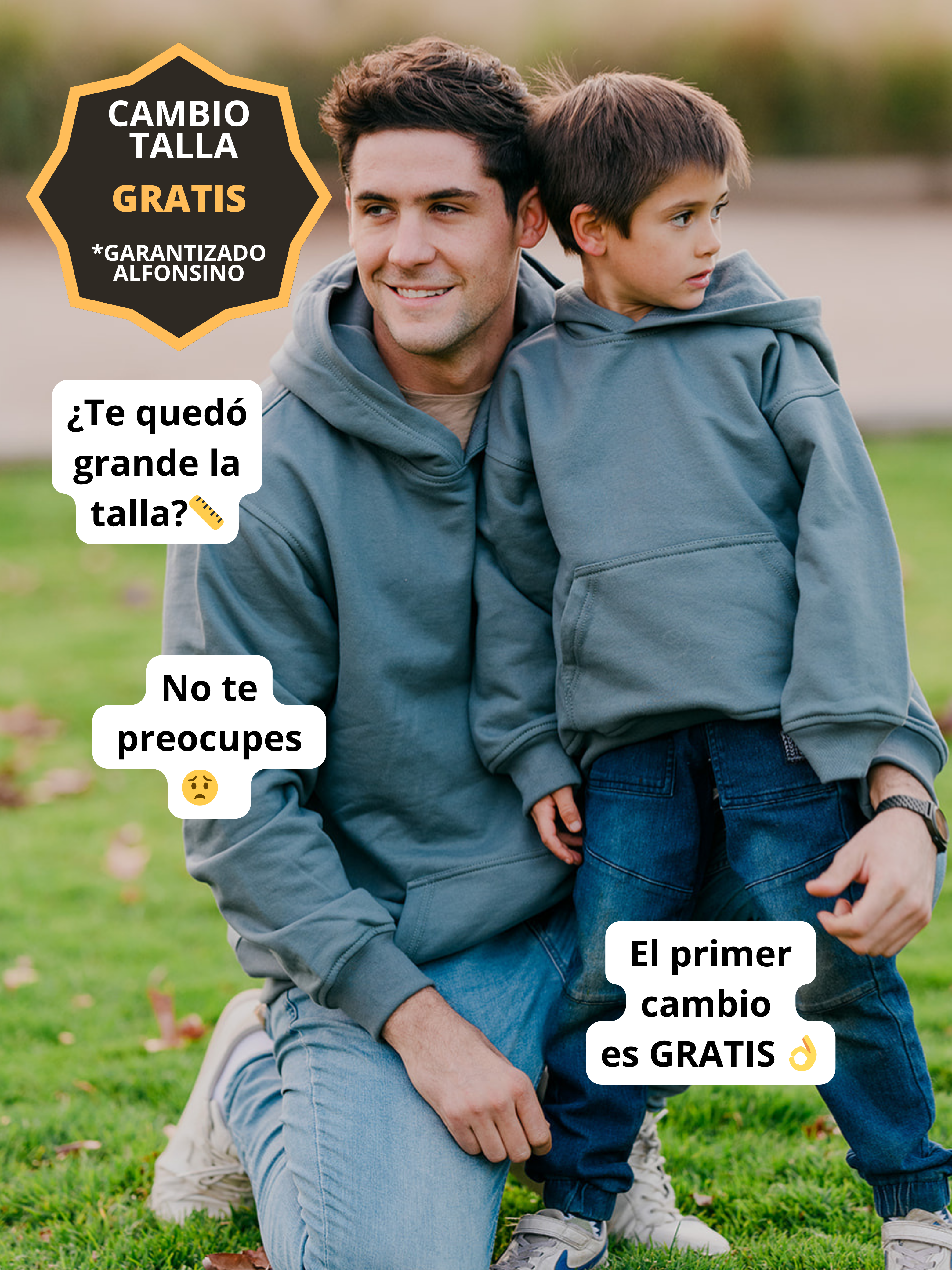 Pack 2 Polerones Oversize Gris grafito Papá + Hijo/a