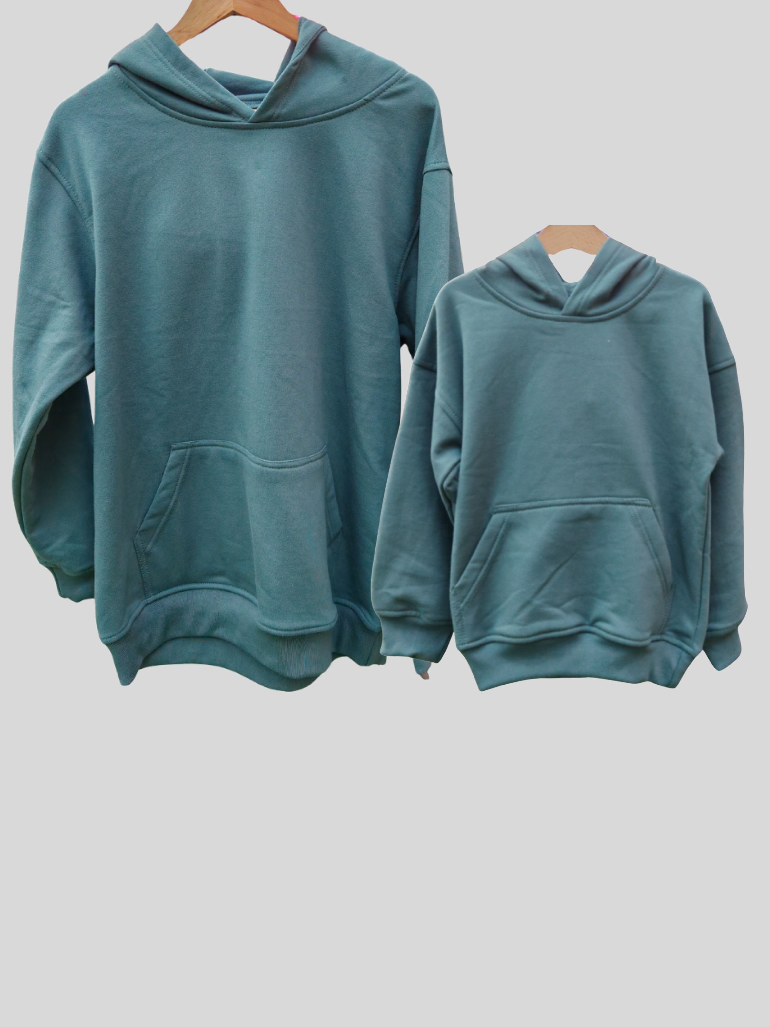 Pack 2 Polerones Unisex Oversize Gris Adulto + niño/a