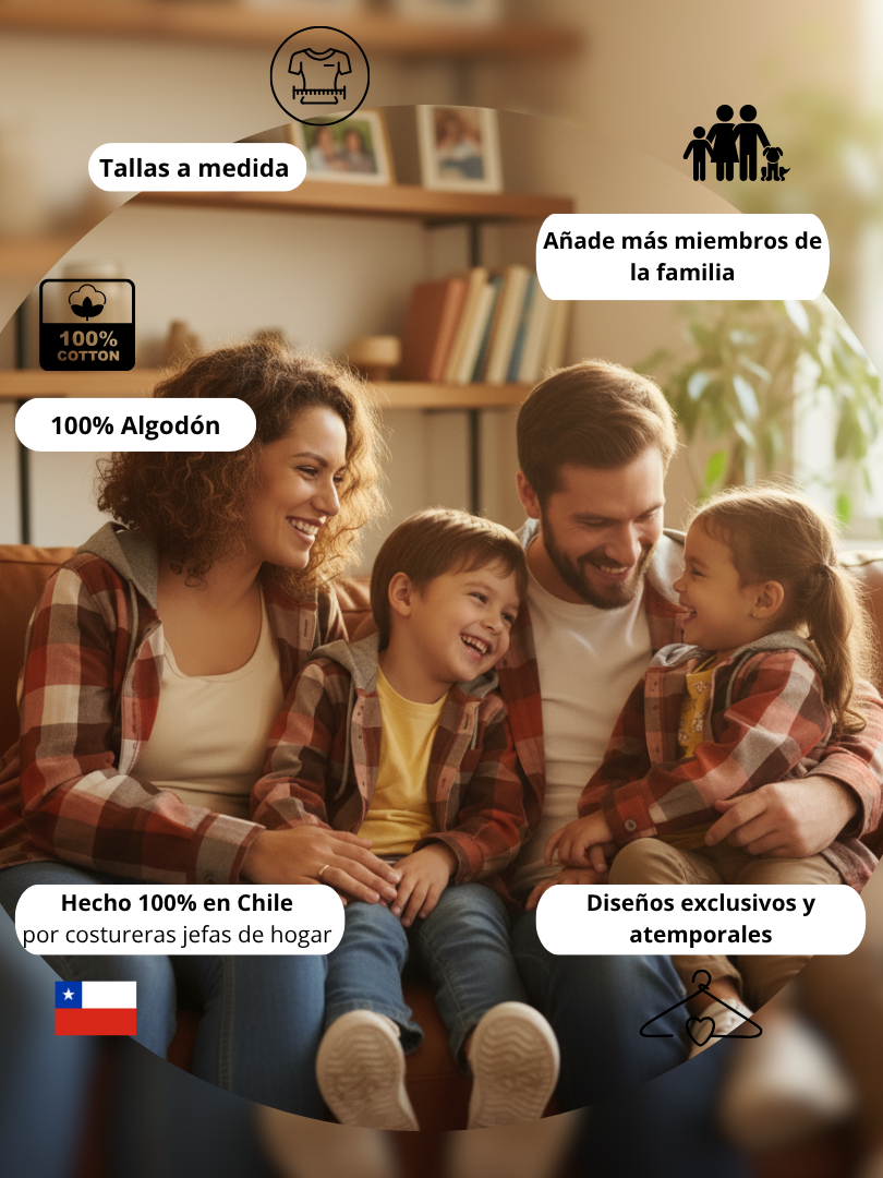 Pack 2 Camisas con capucha Papá + hijo/a cuadros terracota con blanco