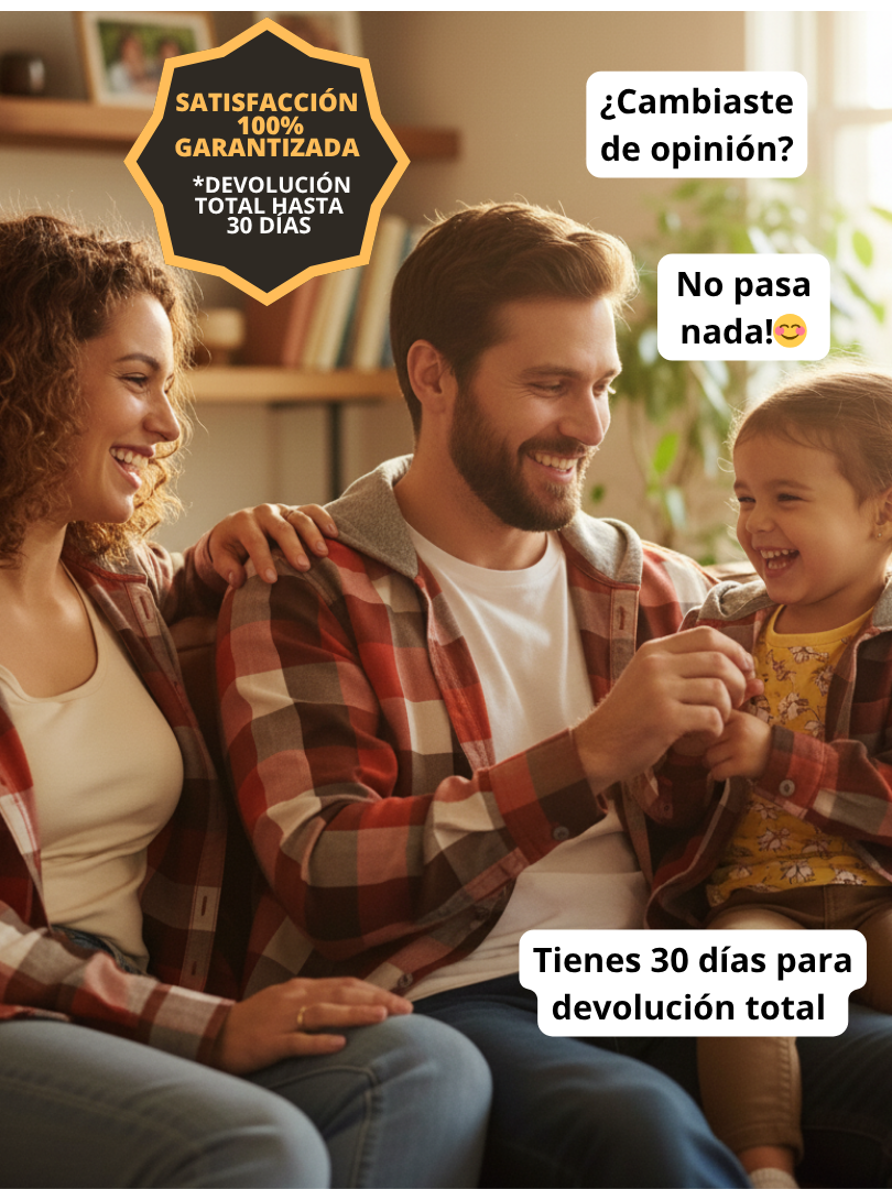 Pack 2 Camisas con capucha Papá + hijo/a cuadros terracota con blanco