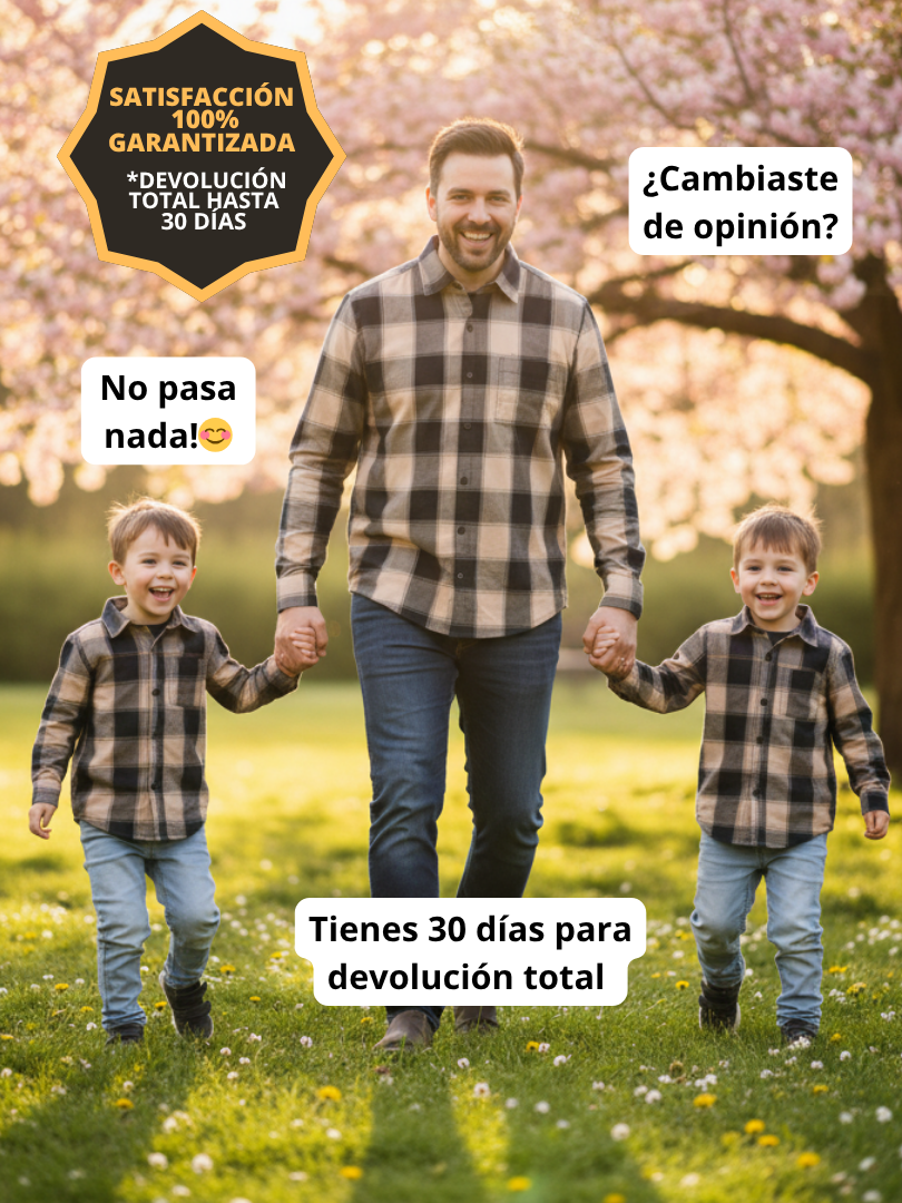 Pack 3 Camisas a juego para Papá + Hijo + Hijo 100% algodón