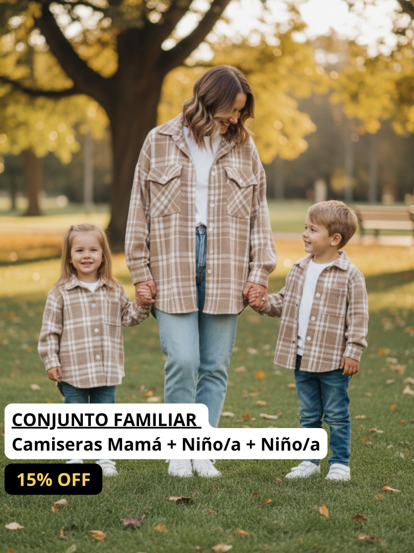 Pack 3 Camiseras a juego para Mamá + Hijo/a + Hijo/a 100% algodón
