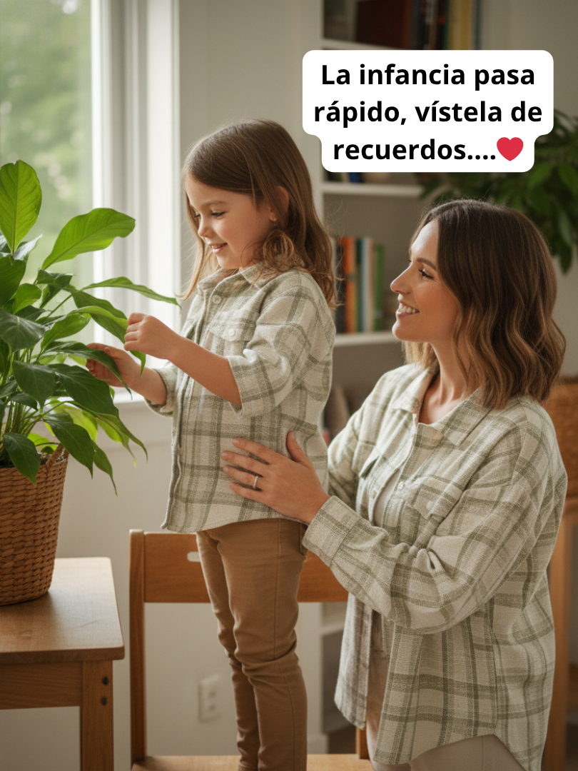 Pack 2 Camiseras Mamá + Hijo/a color verde con blanco