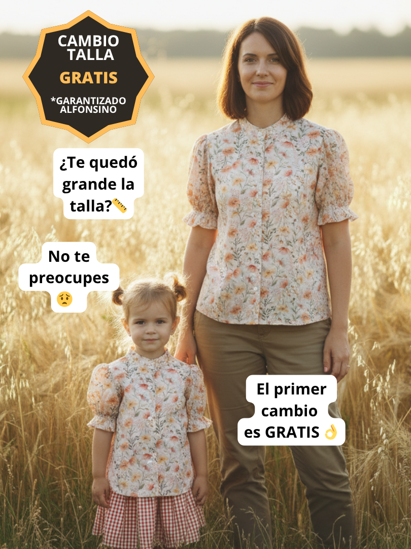 Blusa mujer Flores cuello Mao 100% Viscosa