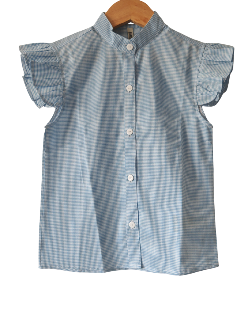 Blusa Mujer Vichy celeste 100% algodón