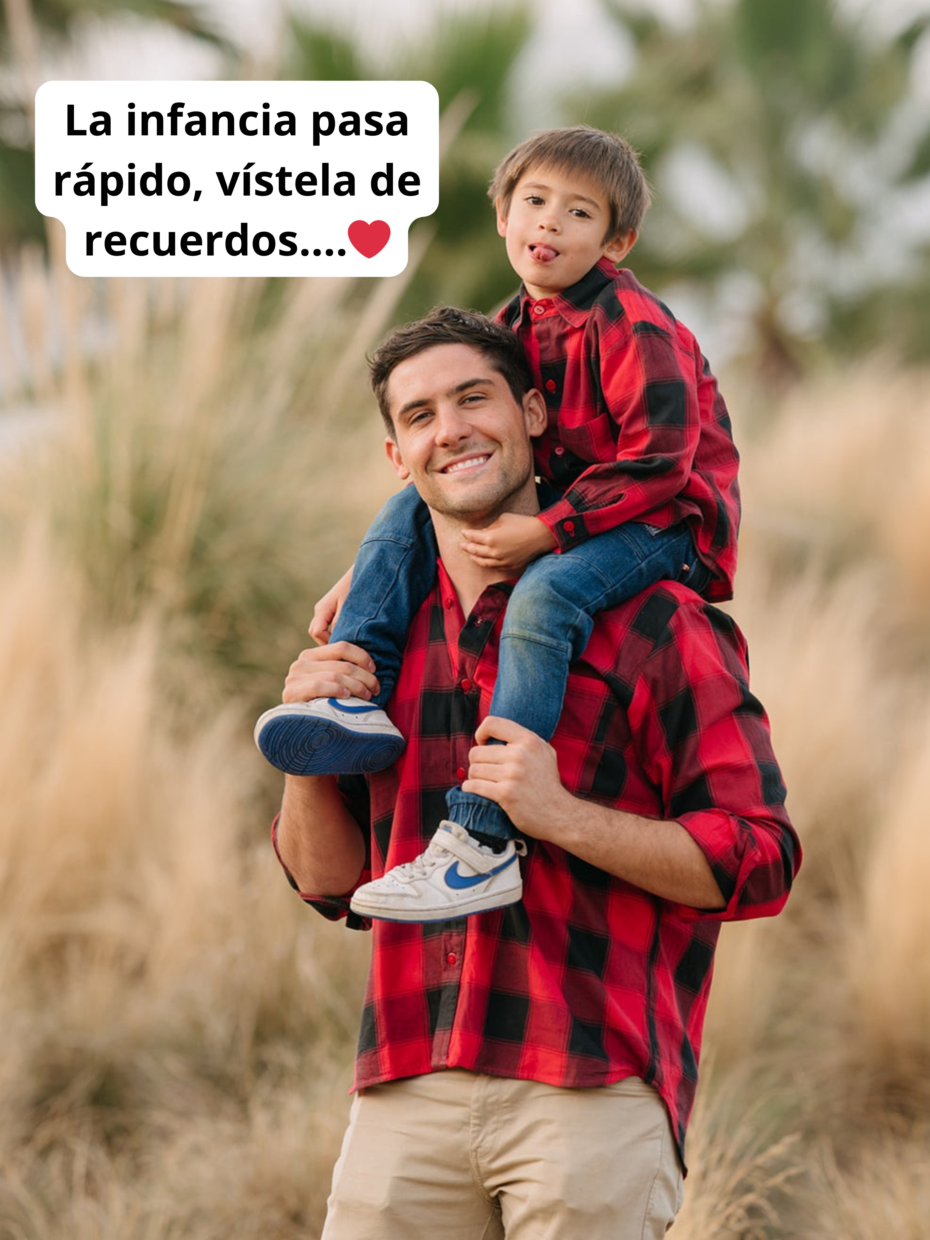 Pack 2 Camisas Aurelio Papá + Hijo cuadros rojo con negro